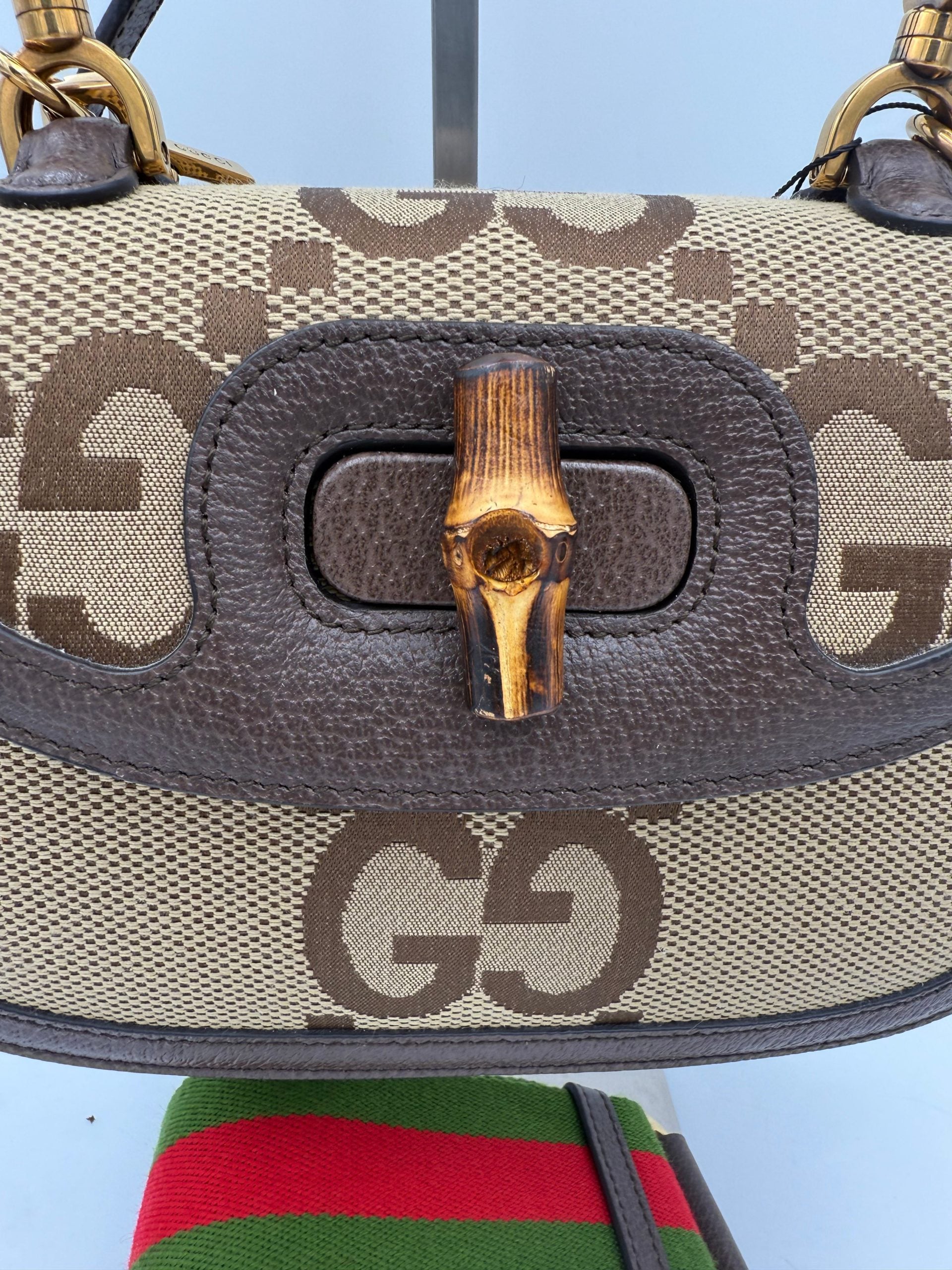 Pre-Owned Gucci GUCCI BAMBOO 1947 GG Canvas Handbag Multicolor Women's AB (Very Good — between Lightly Used and Used)