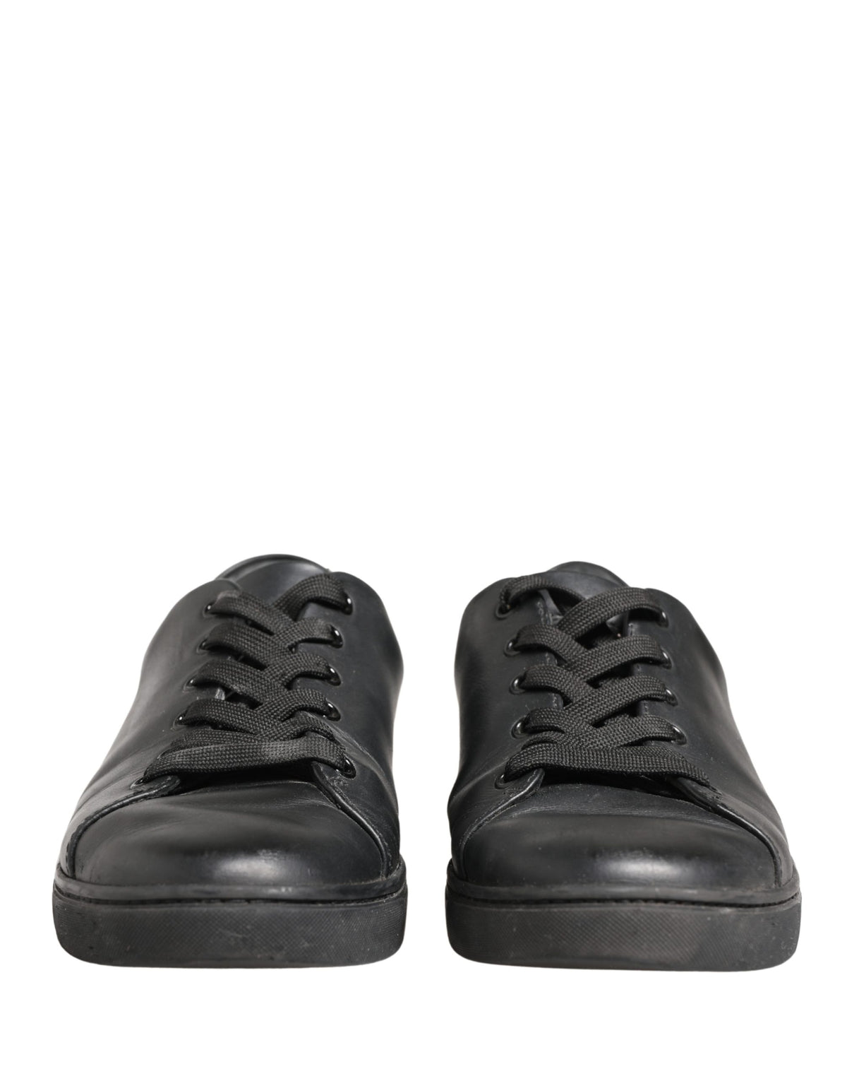 Dolce & Gabbana Black Leather Low Top Lace Up Sneakers Shoes