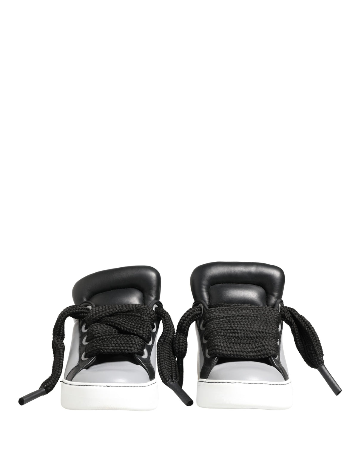 Dolce & Gabbana Gray Leather Low Top Lace Up Sneakers Shoes