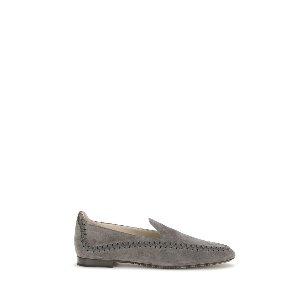 Giorgio Armani Gray Leather Slip-On Loafers