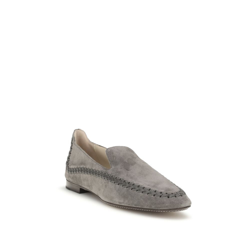 Giorgio Armani Gray Leather Slip-On Loafers