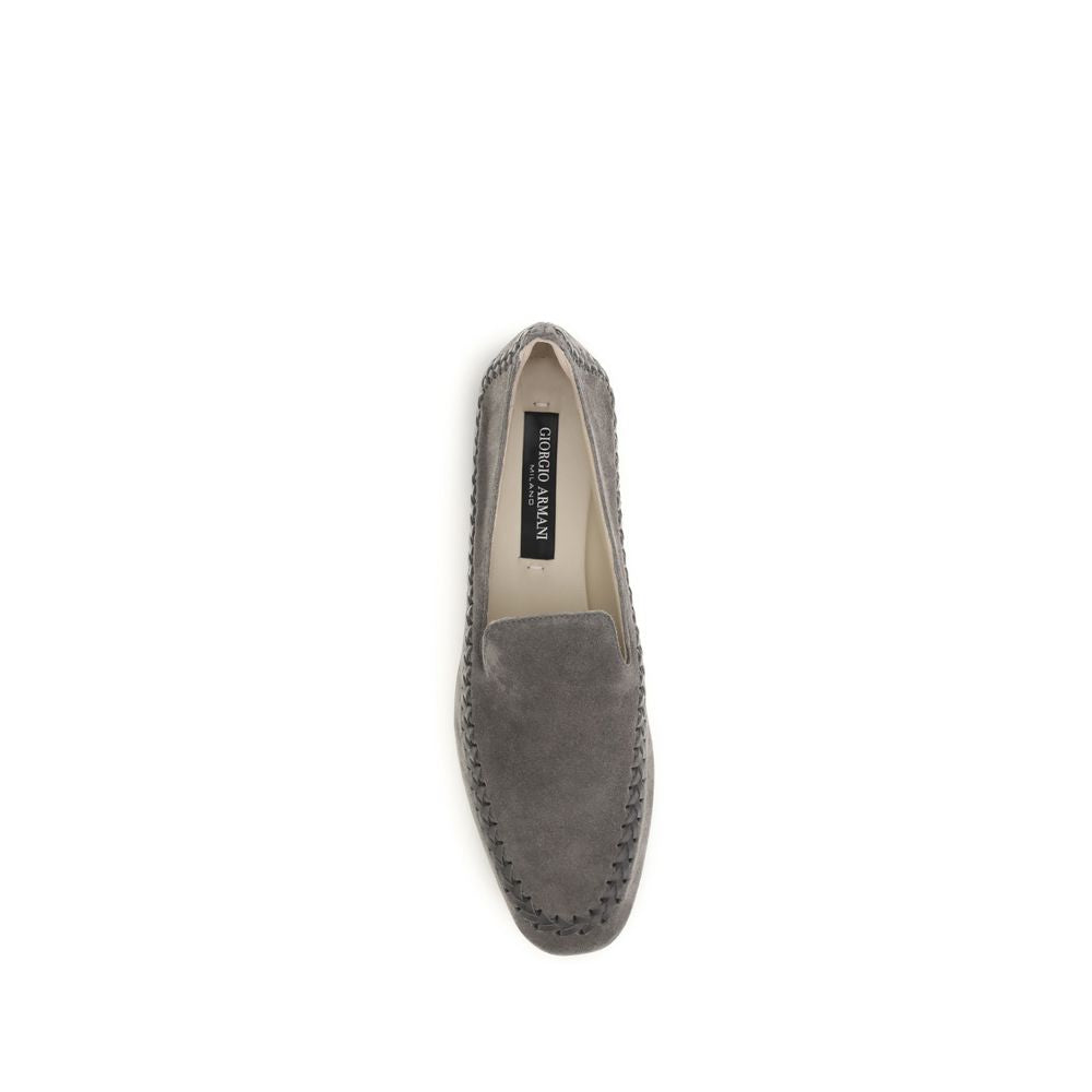Giorgio Armani Gray Leather Slip-On Loafers
