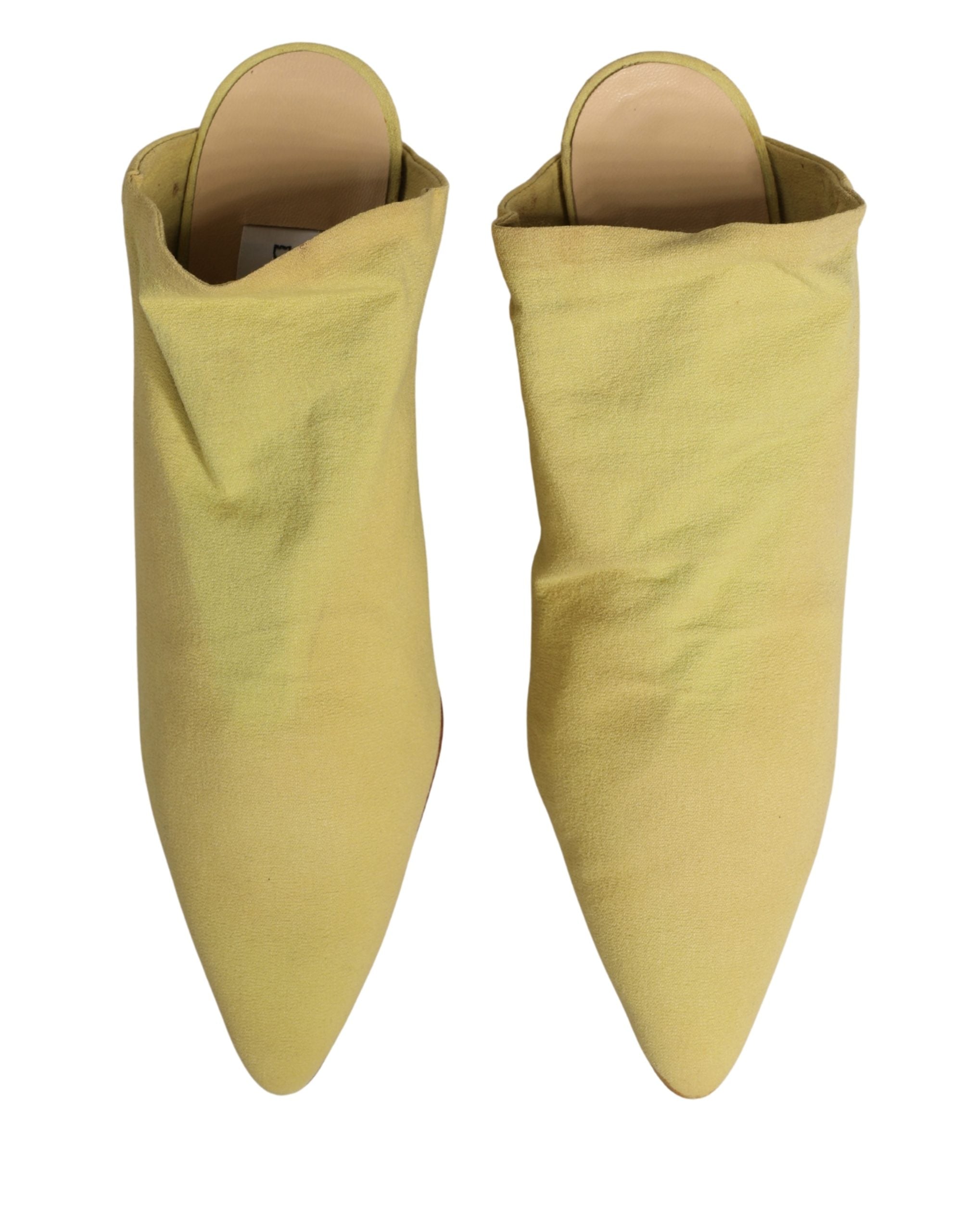 Dolce & Gabbana Yellow Suede Heel Mule Shoes