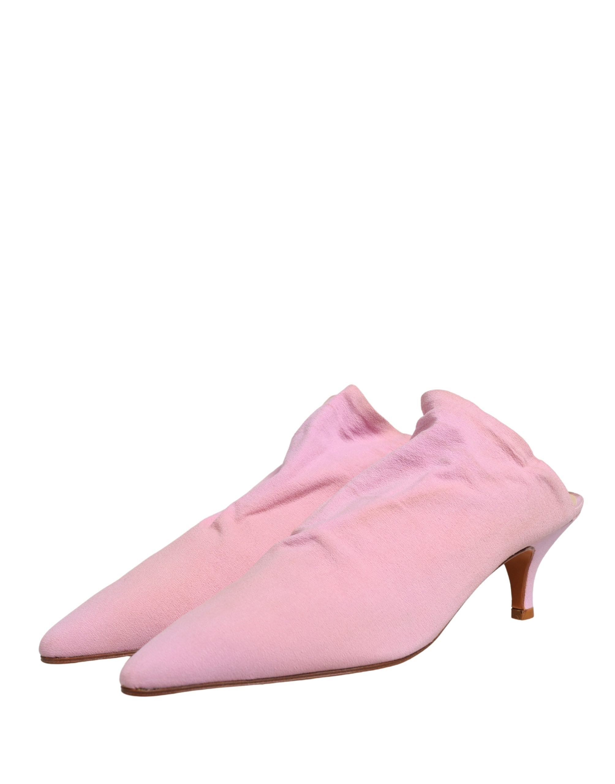 Dolce & Gabbana Pink Suede Heel Mule Shoes