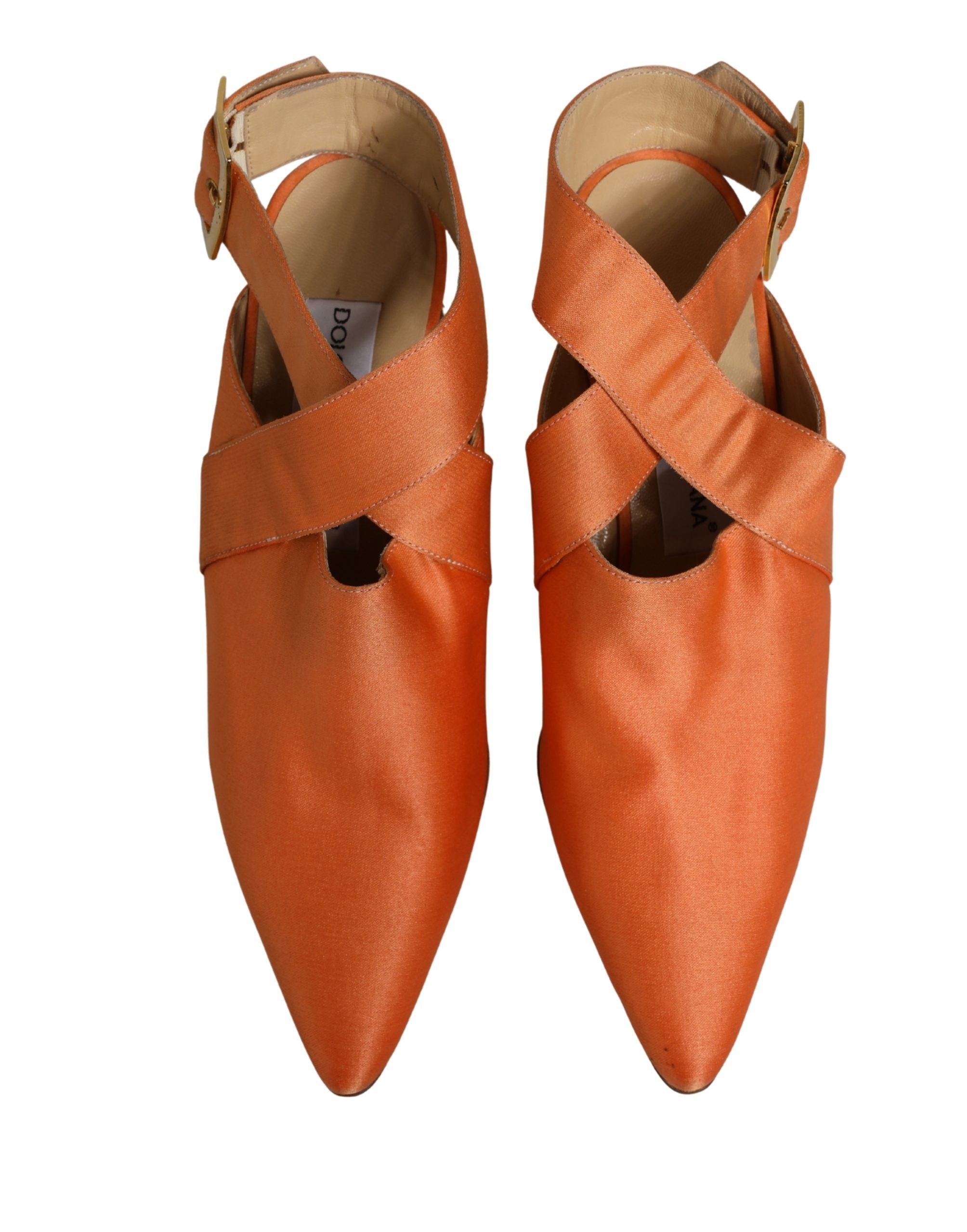 Dolce & Gabbana Orange Satin Sandals Shoes