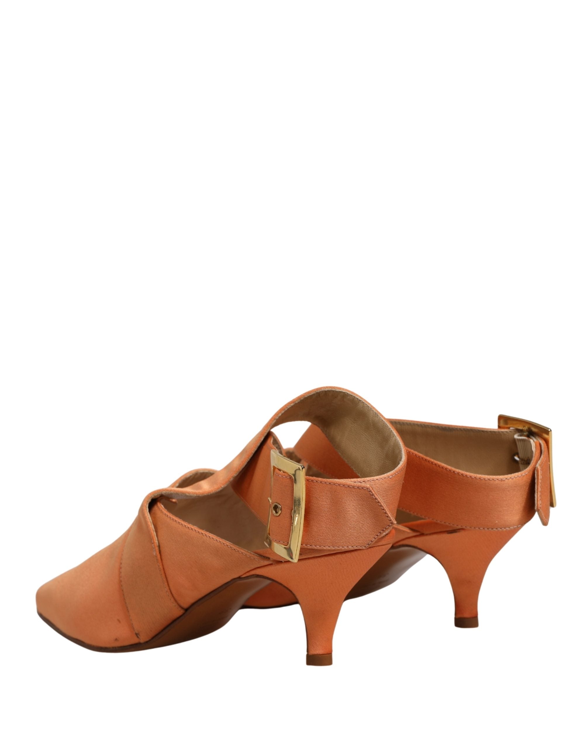 Dolce & Gabbana Orange Satin Sandals Shoes