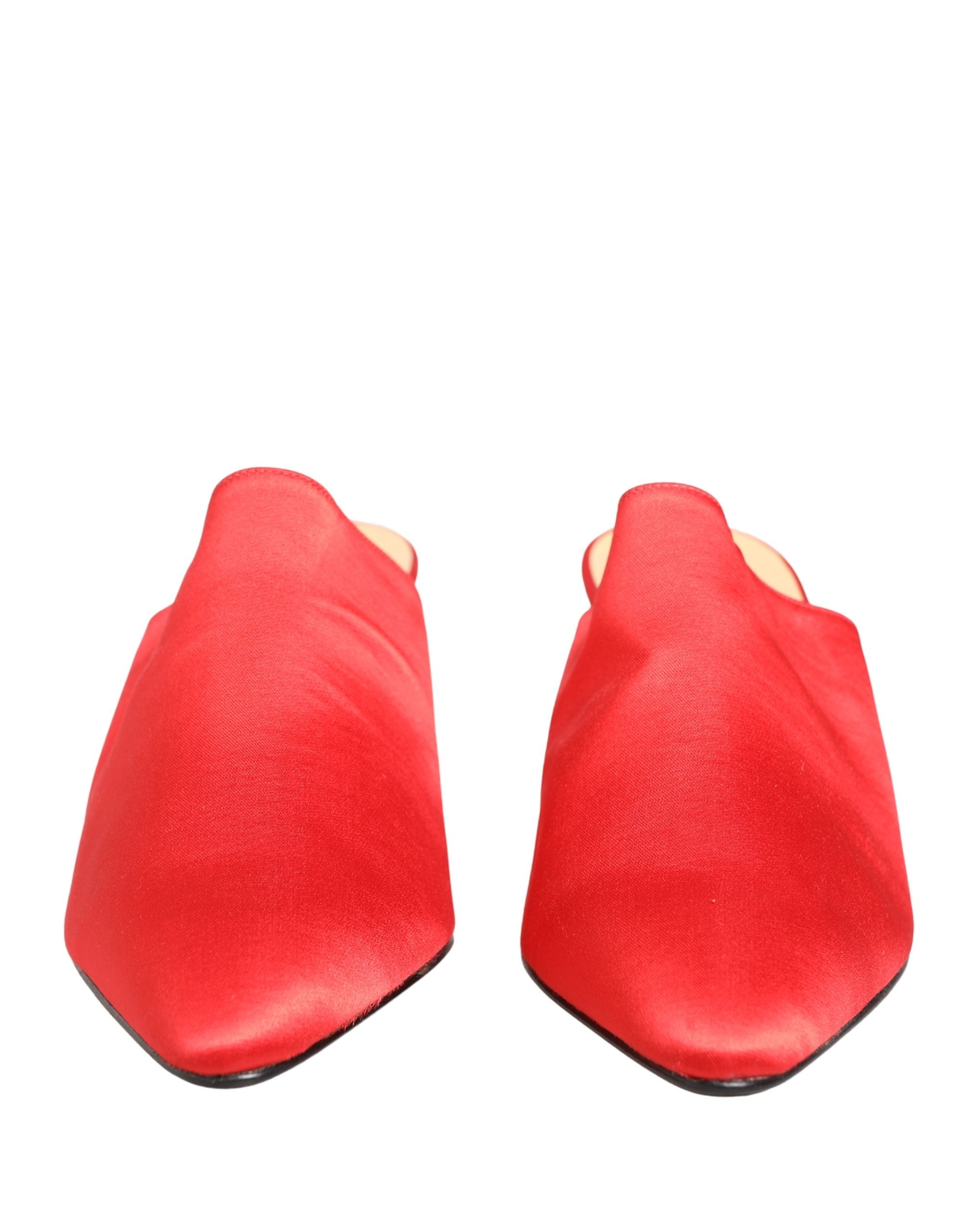 Dolce & Gabbana Red Suede Heel Mule Shoes