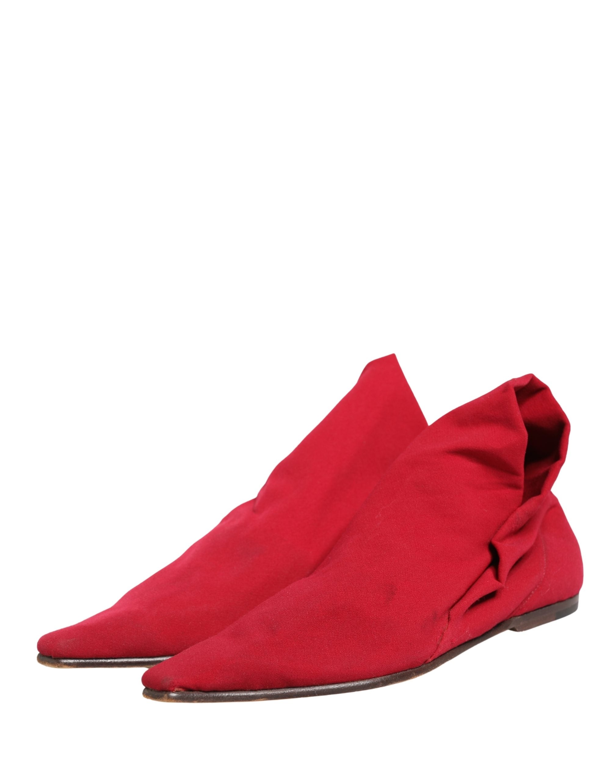 Pre-Owned Dolce & Gabbana Red Suede Ankle Boots Shoes