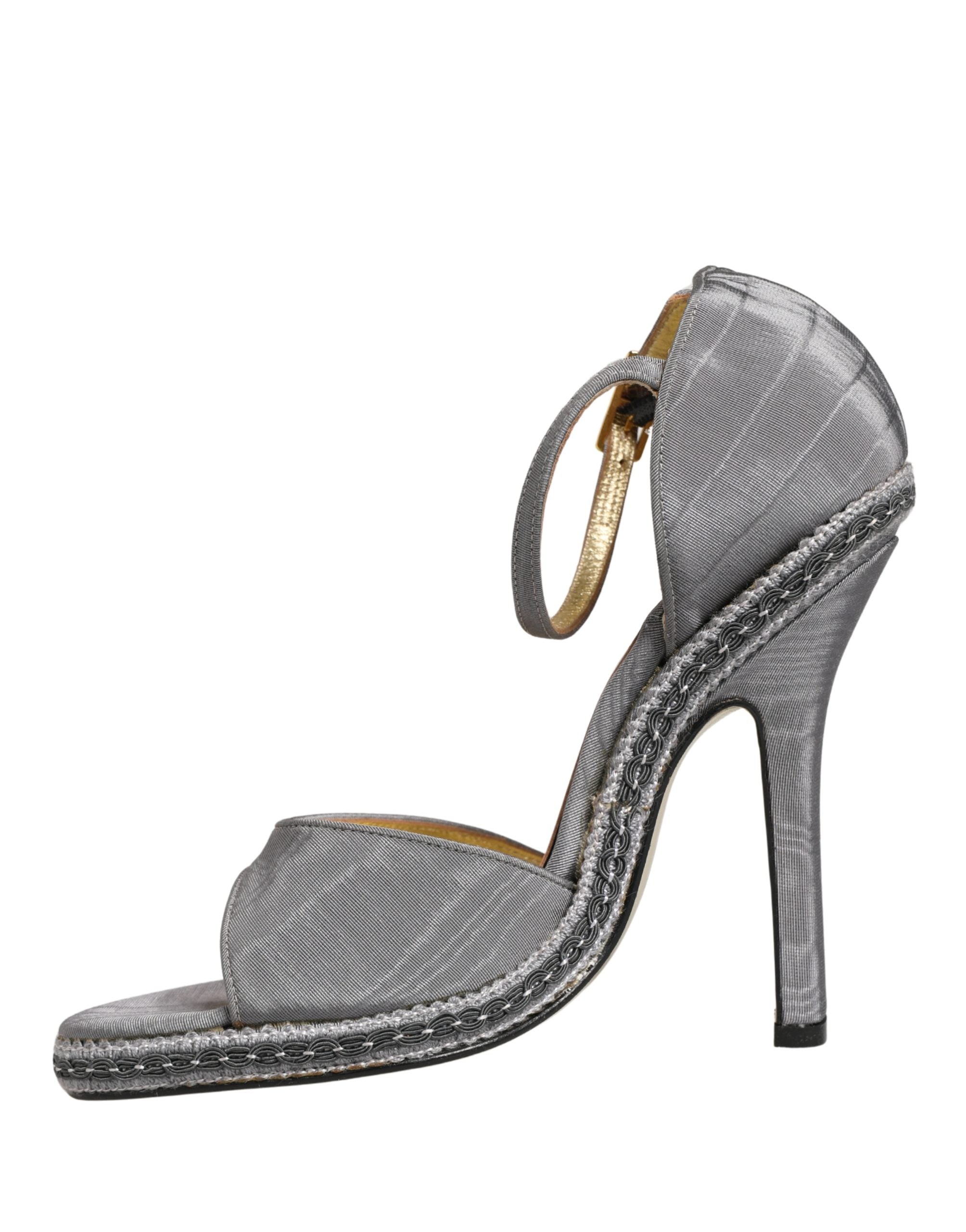 New Dolce & Gabbana Gray High Heeled Sandals Ankle Strap Shoes