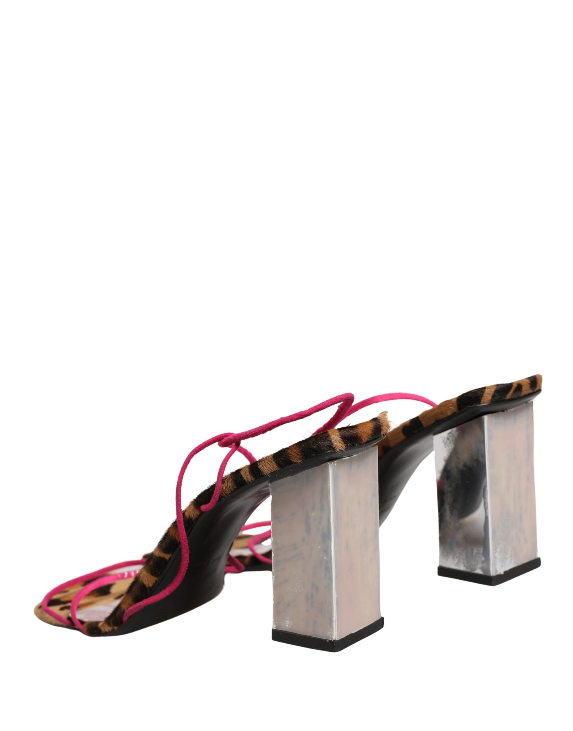 Pre-Owned Dolce & Gabbana Multicolor Leather Block Heels Sandals Shoes