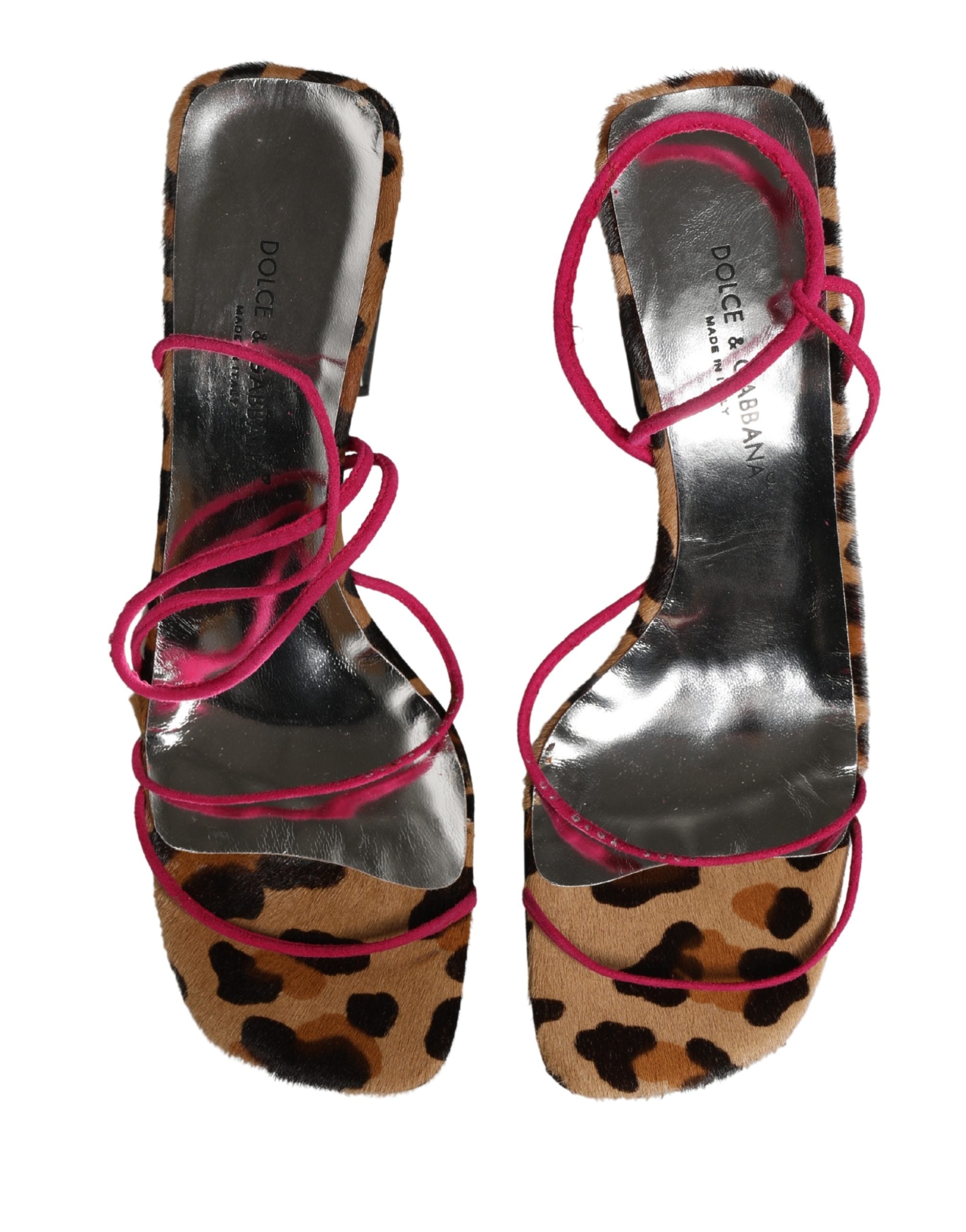 Pre-Owned Dolce & Gabbana Multicolor Leather Block Heels Sandals Shoes