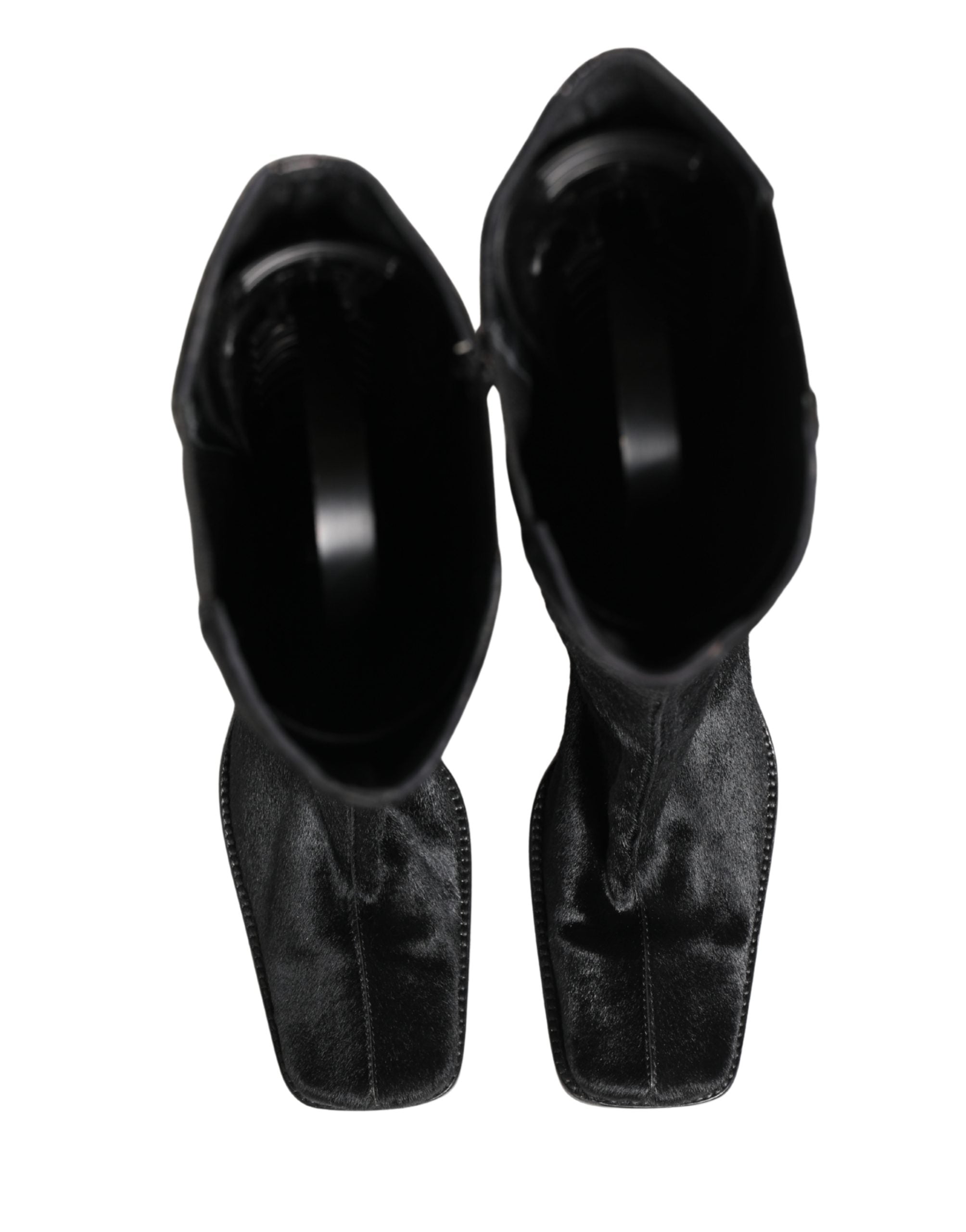 Pre-Owned Dolce & Gabbana Black Suede Leather Knee High Boots Shoes