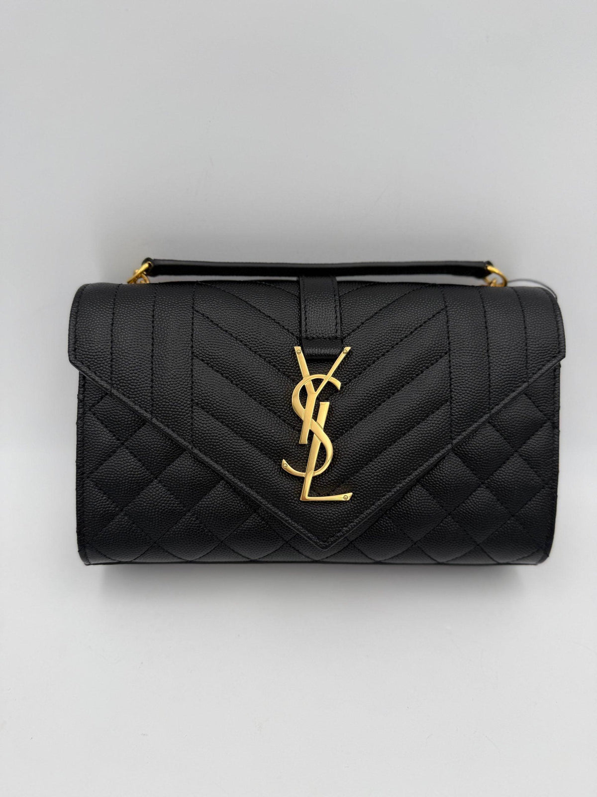 Saint Laurent SAINT LAURENT ENVELOPE SMALL in Black Grained Leather Handbag