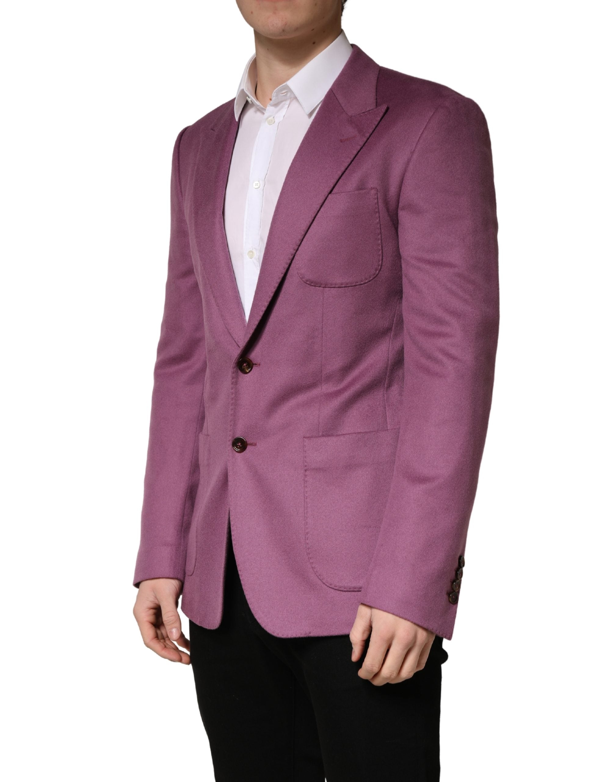Dolce & Gabbana Purple Cashmere Slim Fit Coat Jacket Blazer