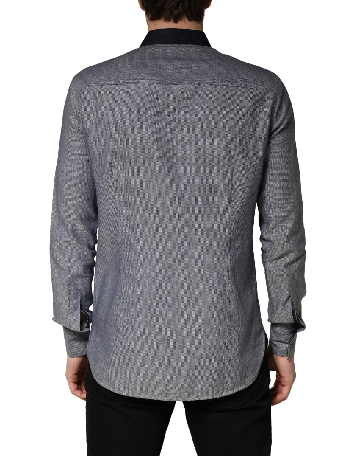 Hamaki-Ho Dark Blue Cotton Long Sleeves Collared Dress Formal Shirt