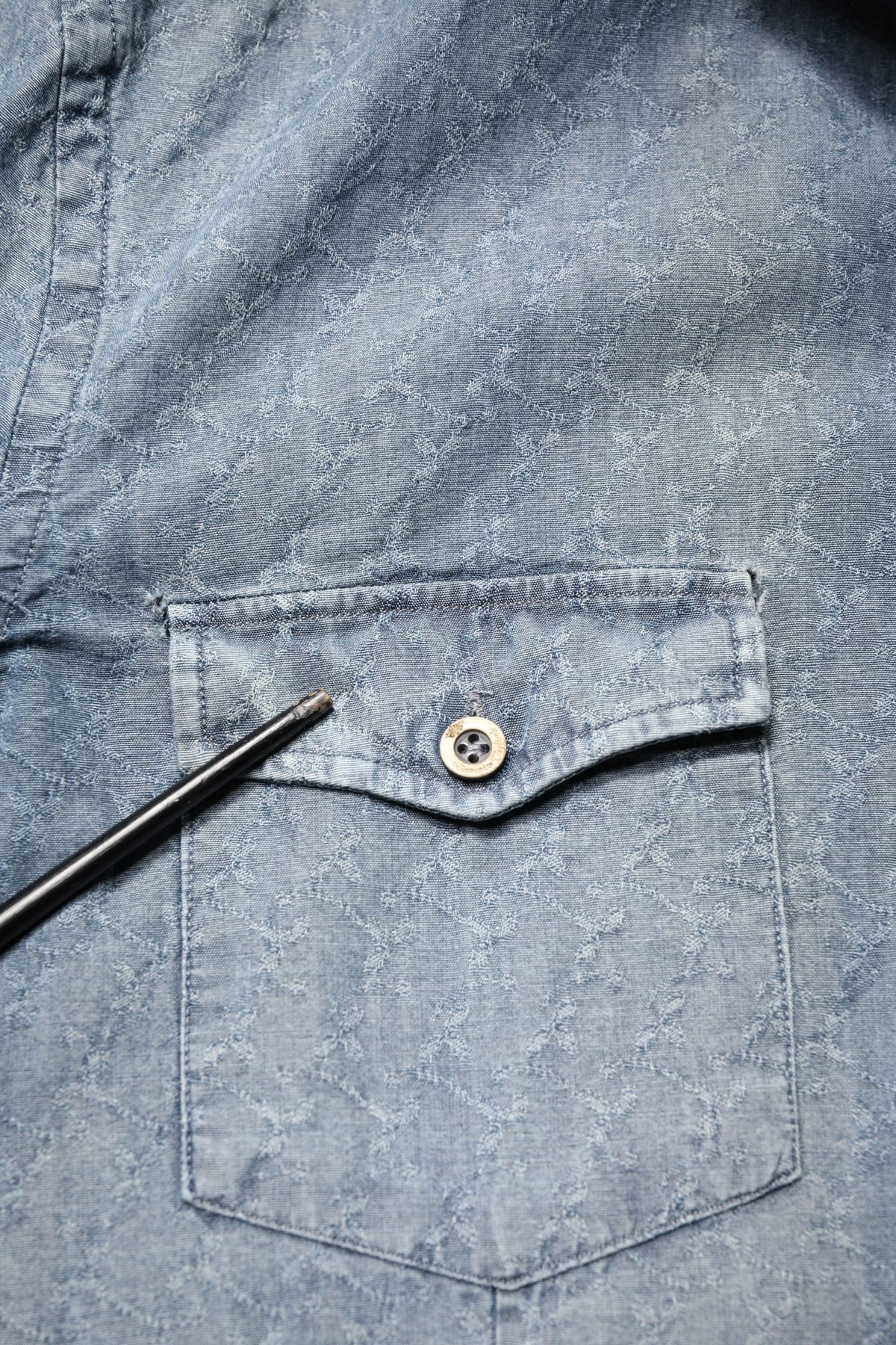 Domenico Tagliente DarkBlue Long Sleeve Collared Denim Shirt