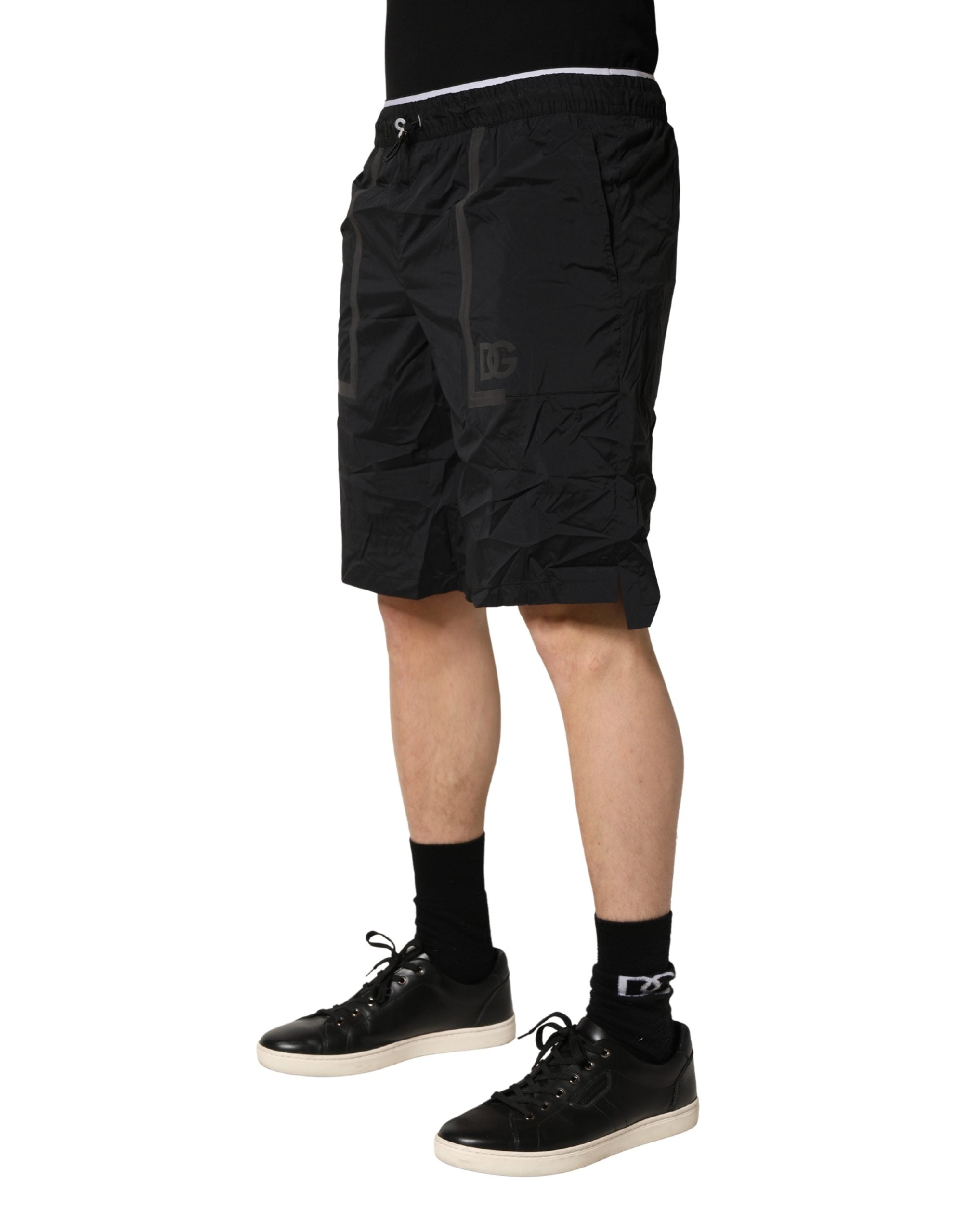 Dolce & Gabbana Black Nylon Elastic Waist Swim Shorts Swimwear