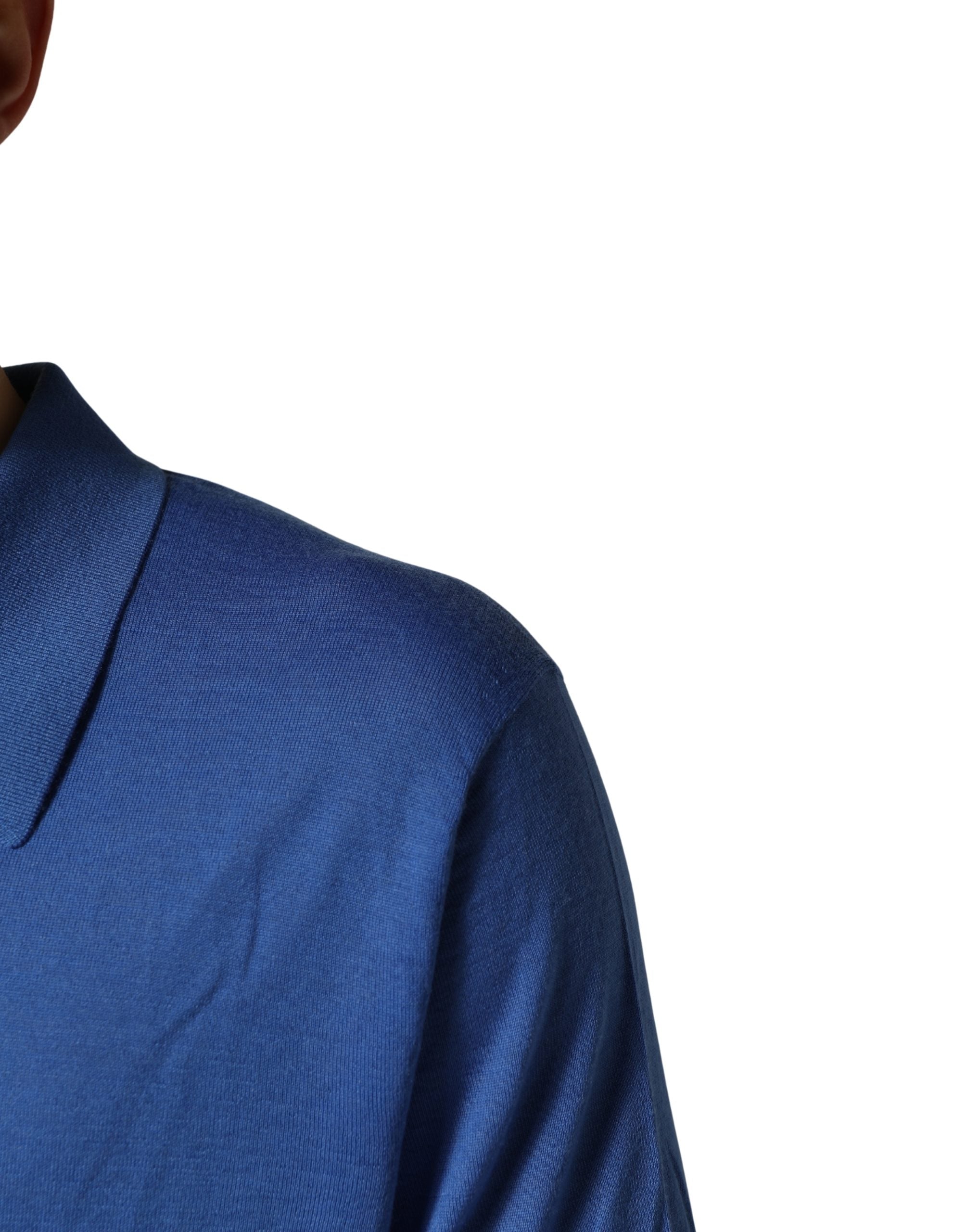 Dolce & Gabbana Blue Cashmere Short Sleeves Polo T-shirt