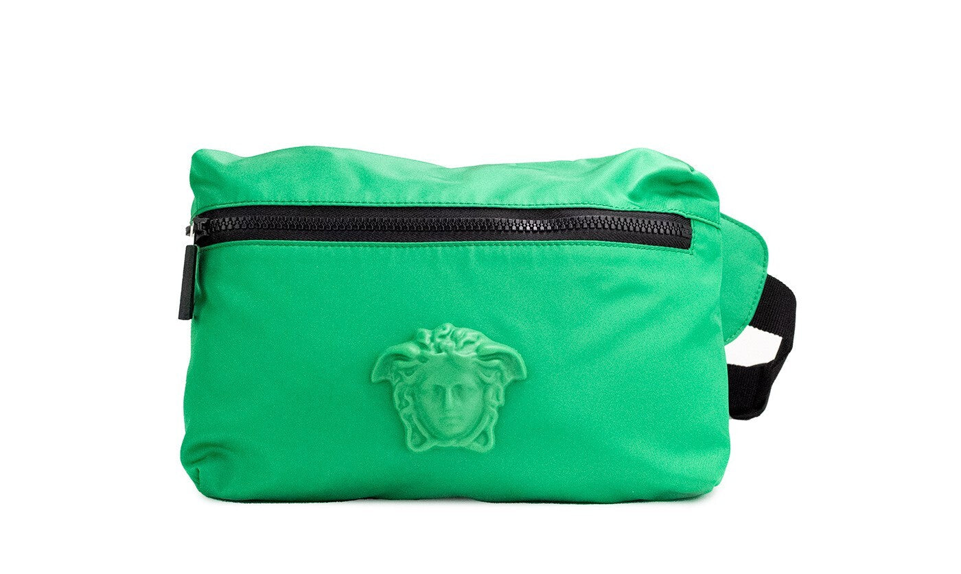 Versace Small Bright Green Nylon Matte Medusa Belt Bag Waist Fanny Pack Purse - PreLoved & Luxe