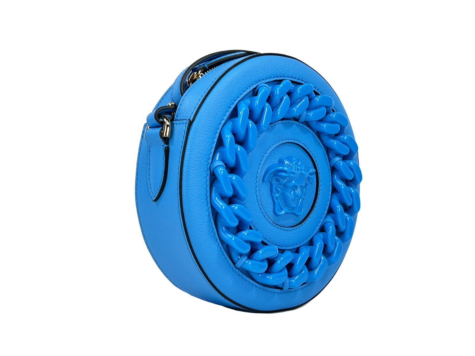 Versace Round Disco Leather Camera Case Crossbody Bag - PreLoved & Luxe