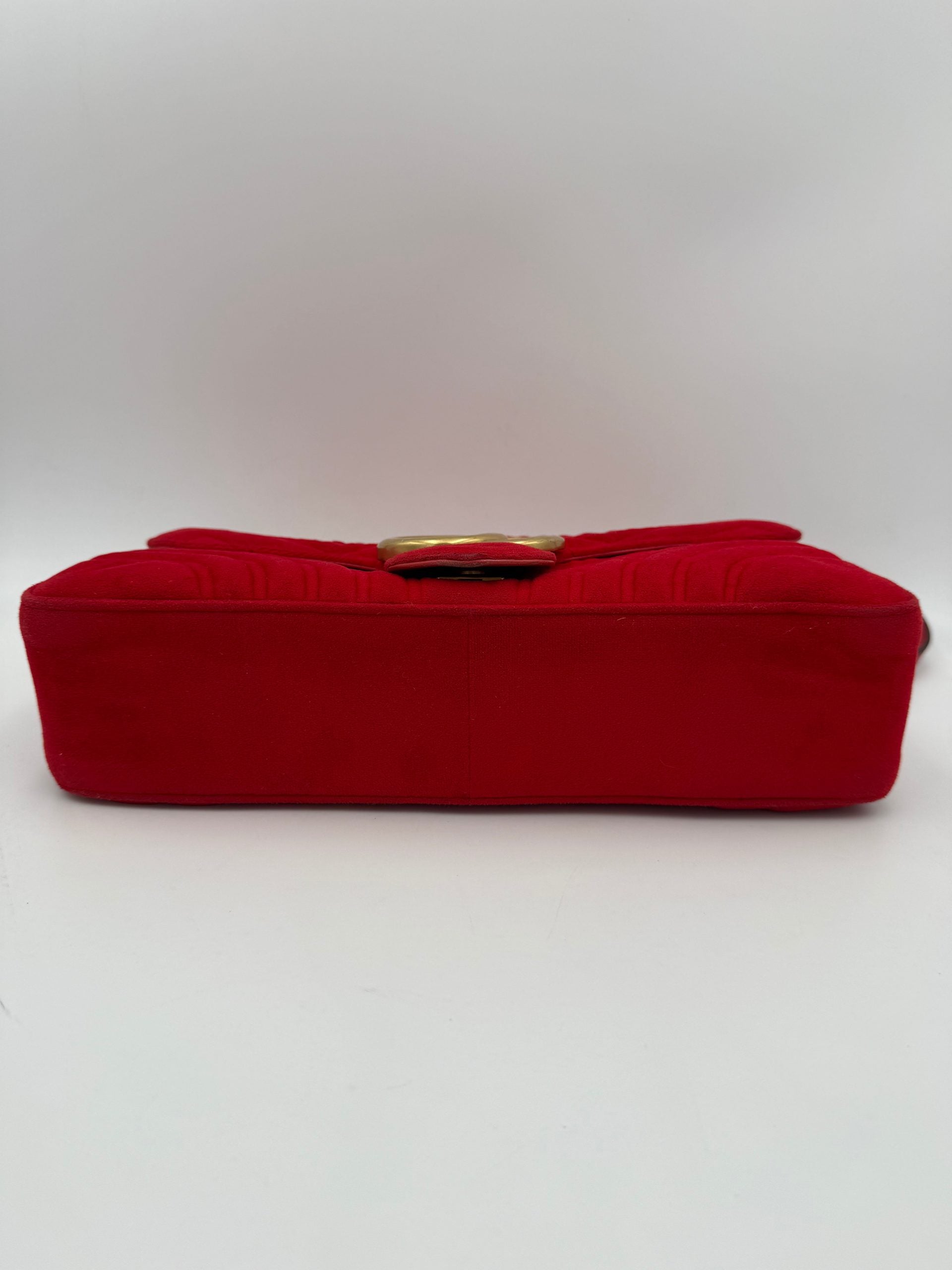Pre-Owned Gucci GUCCI MARMONT Red Velvet Handbag White Women's AB (Very Good — between Lightly Used and Used)