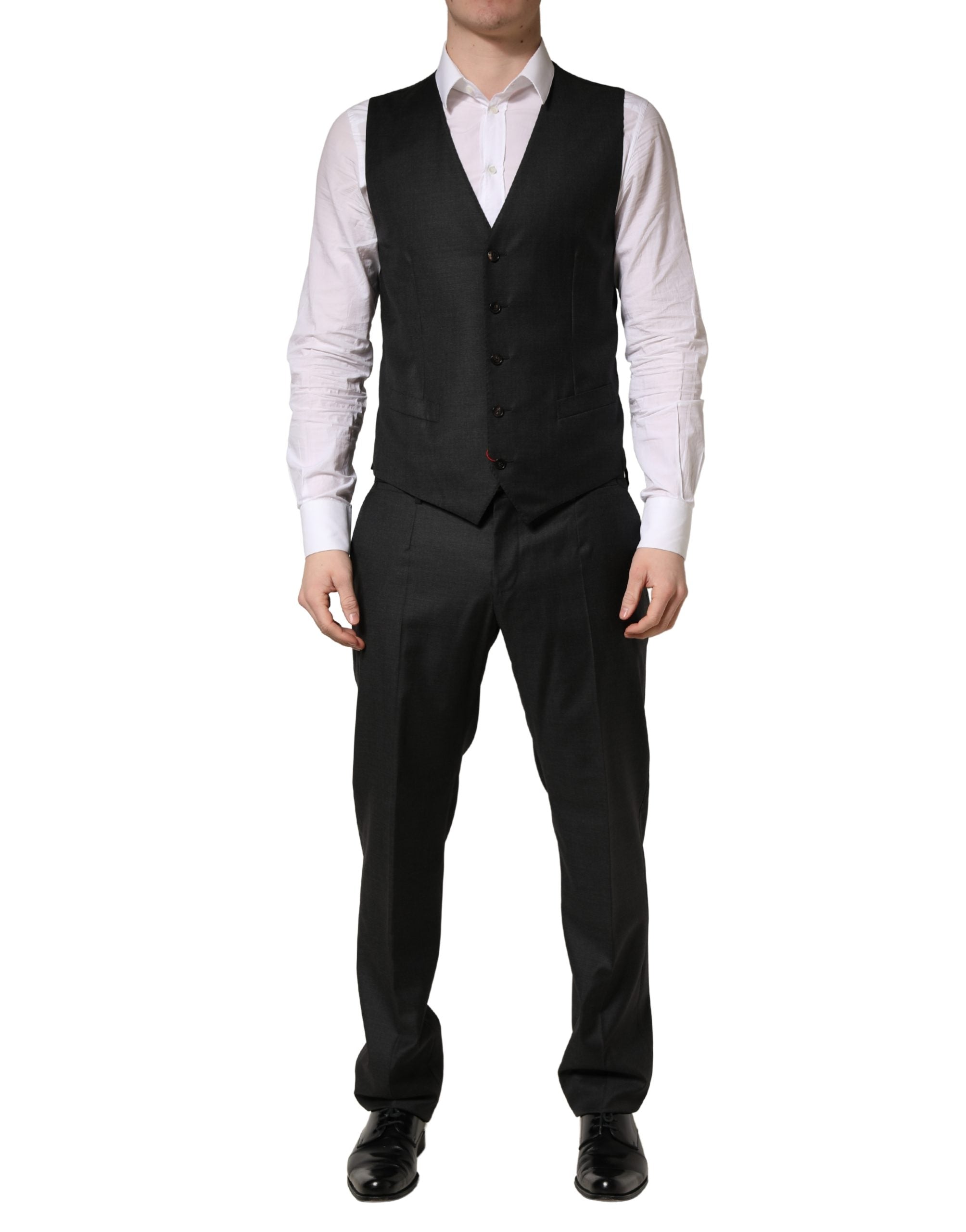 Dolce & Gabbana Dark Gray Wool Slim Fit Formal 3 Piece Men Suit