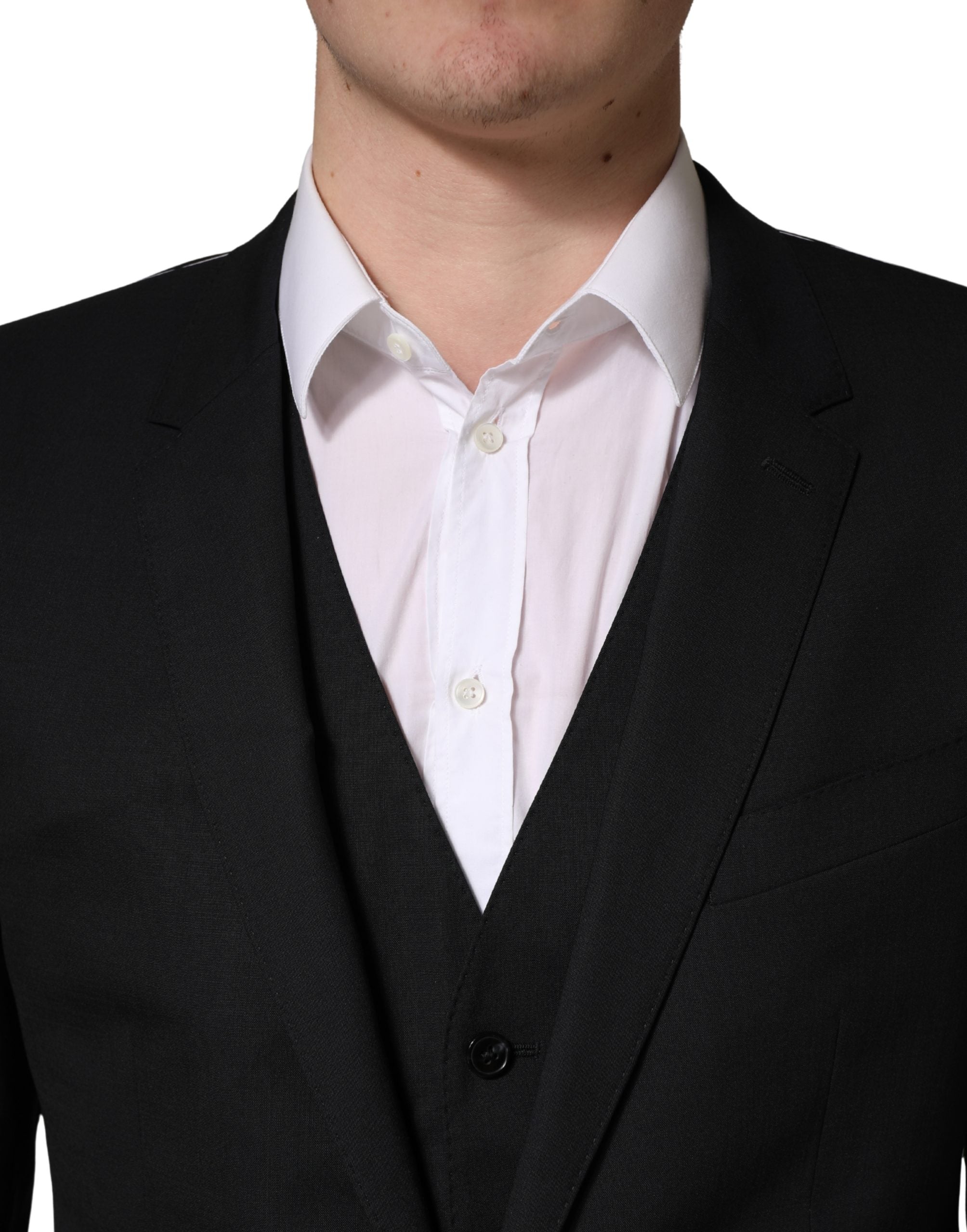 Dolce & Gabbana Dark Blue Wool 2 Buttons Formal 3 Piece Men Suit