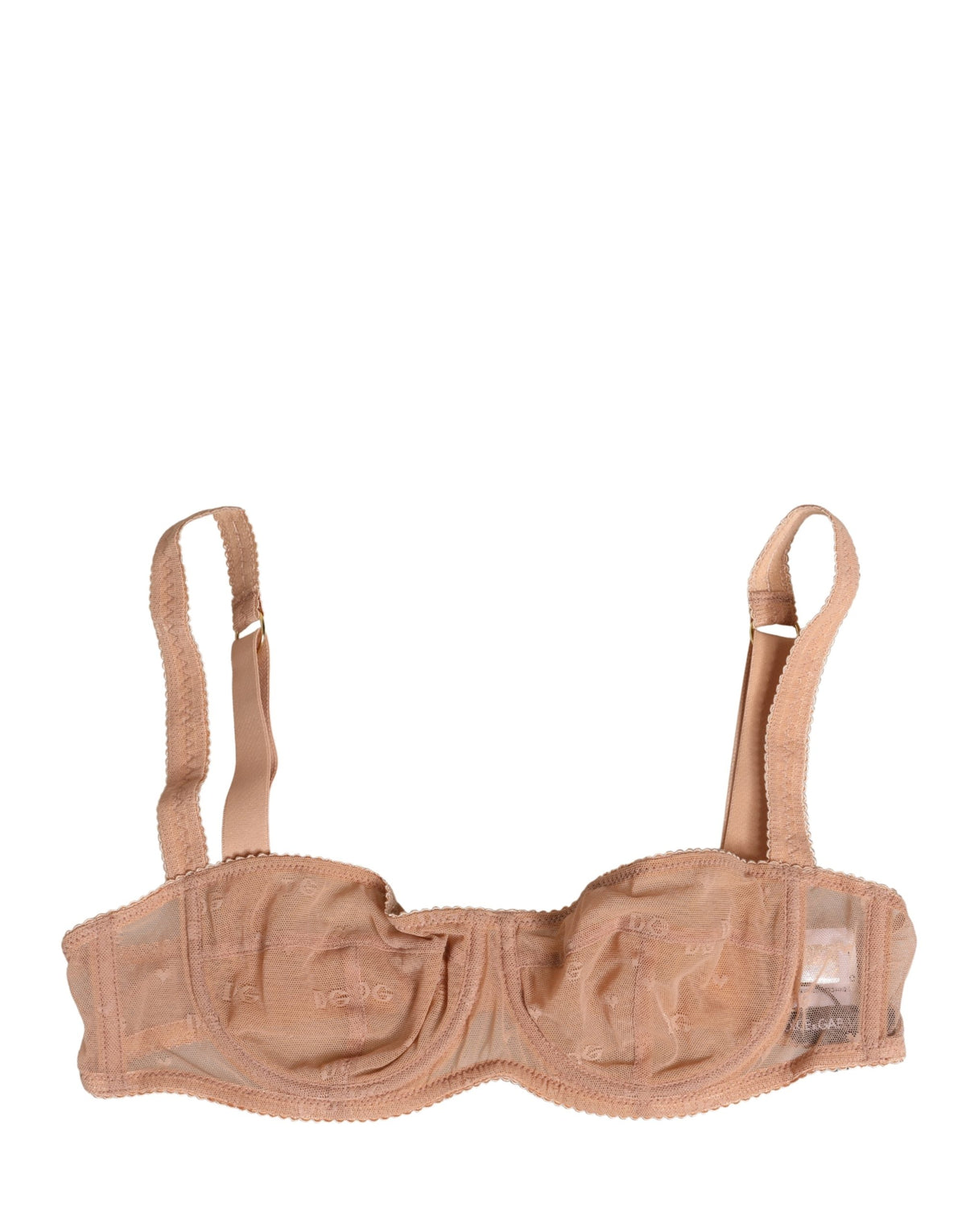New Dolce & Gabbana Beige Lace Mesh Underwire Balconnet Bra Underwear