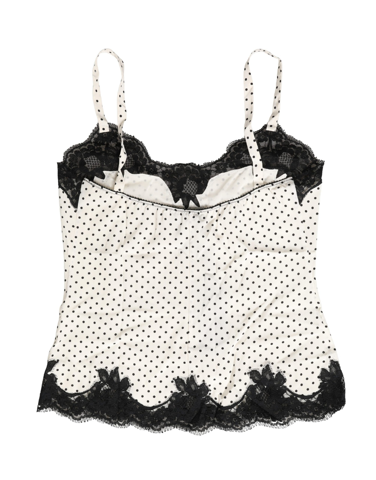 New Dolce & Gabbana White Polka Dot Lace-Trimmed Camisole Top Underwear