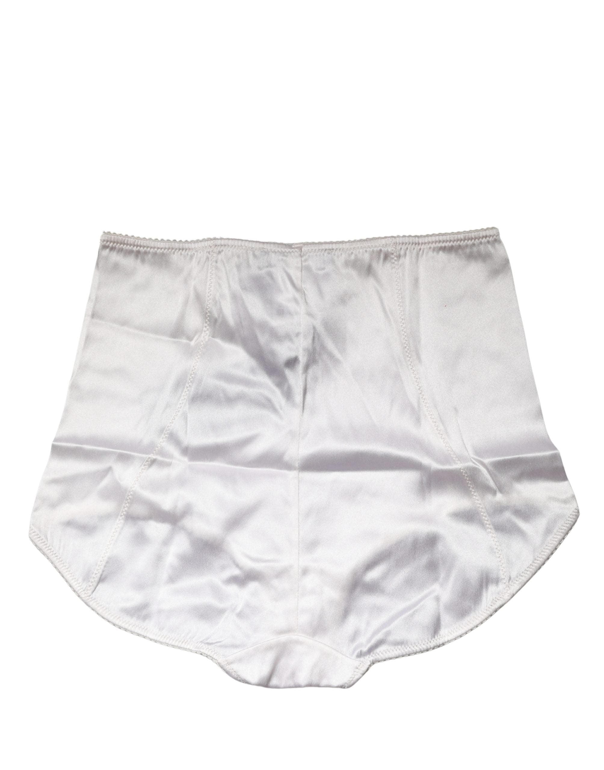 Dolce & Gabbana White Silk Blend High Waist Girdle Panty Underwear
