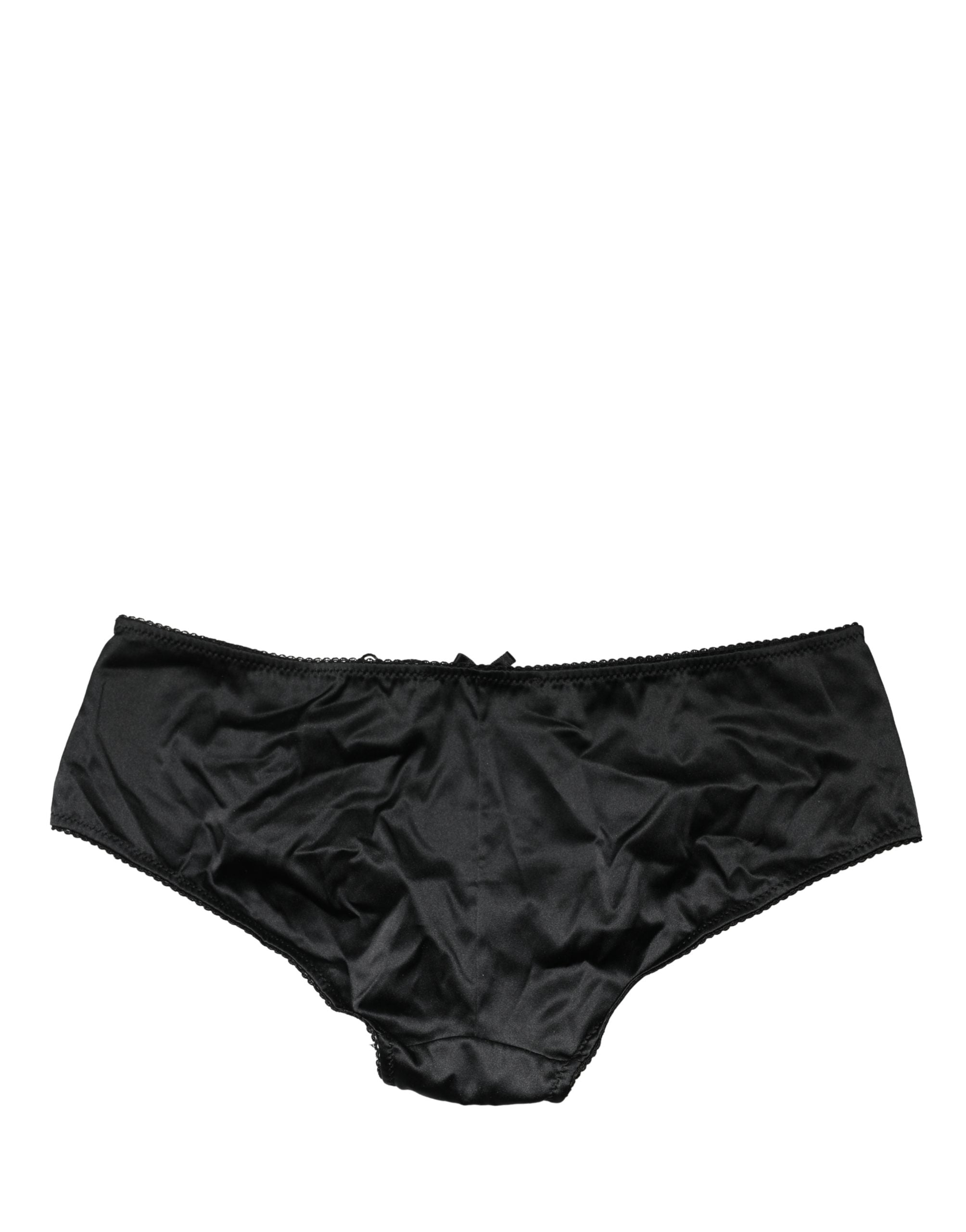 Dolce & Gabbana Black Silk Stretch Mid Waist Brief Panty Underwear