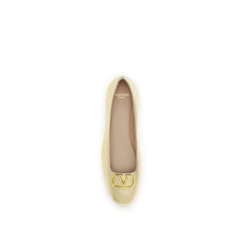 Valentino Garavani Gold Leather Ballet Flats