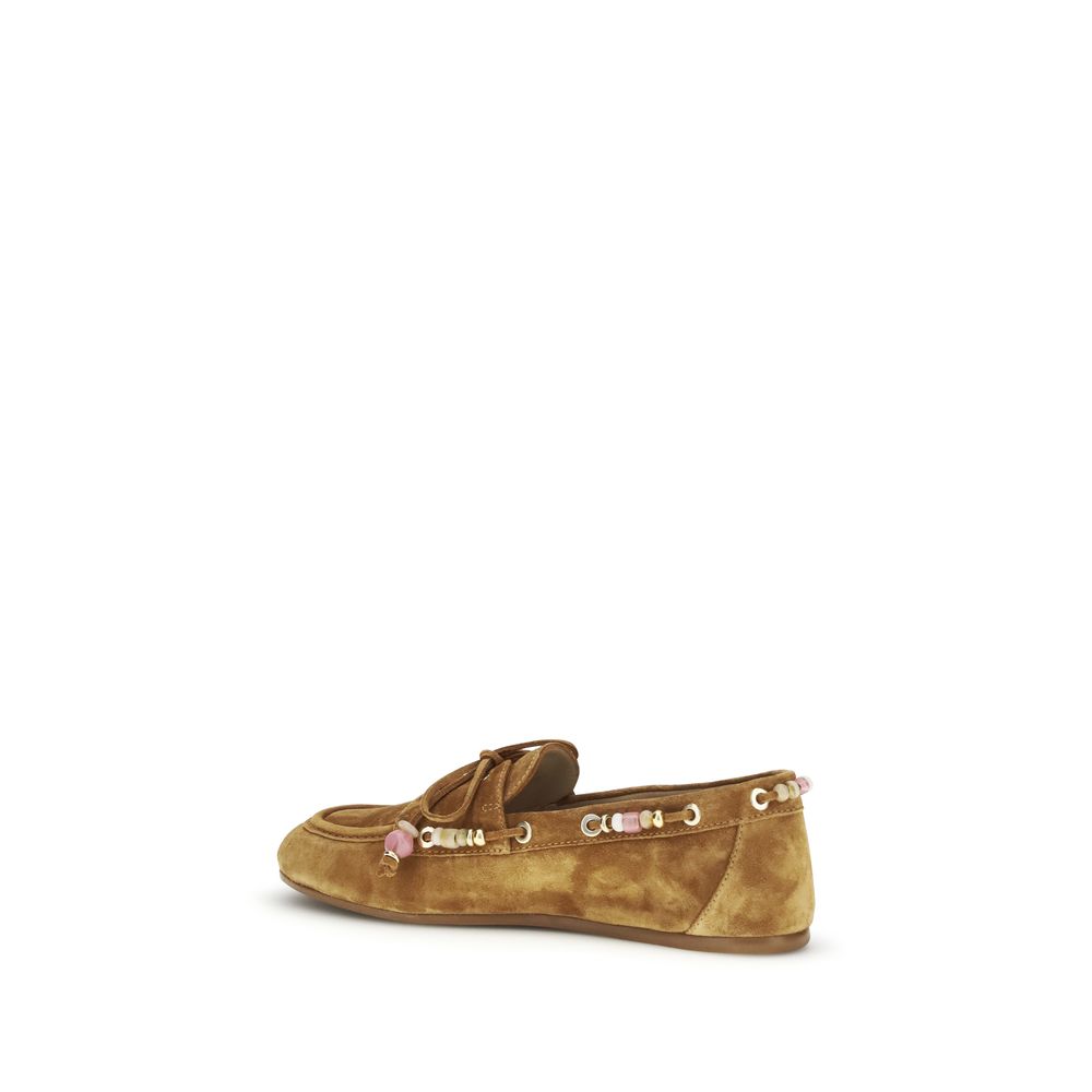 Stuart Weitzman Brown Leather Slip-On Loafers