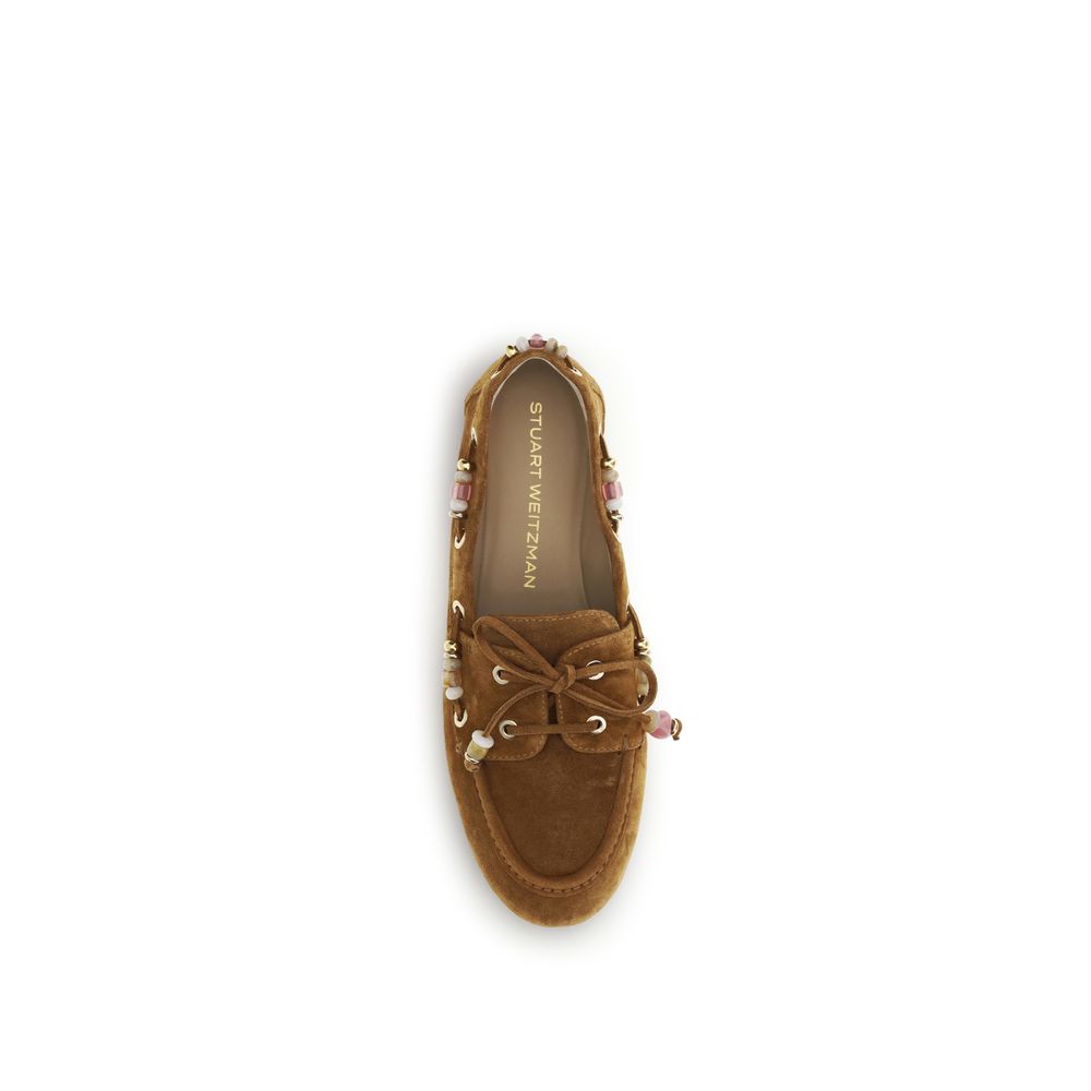 Stuart Weitzman Brown Leather Slip-On Loafers