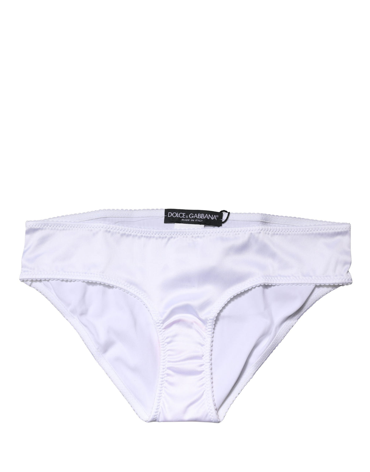 New Dolce & Gabbana White Silk Stretch Mid Waist Brief Panty Underwear