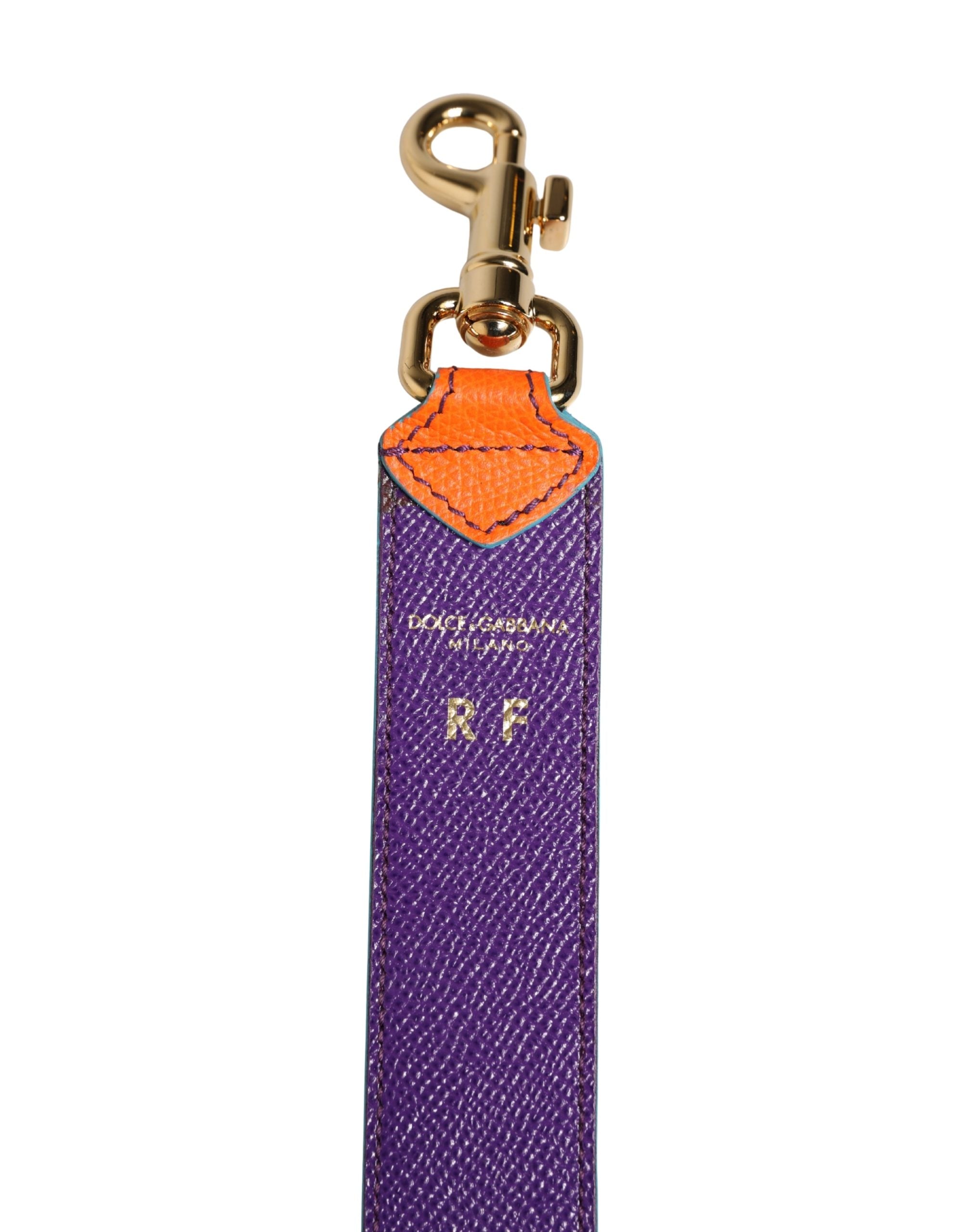 Dolce & Gabbana Orange Purple Calf Leather Bag Accessory Shoulder Strap