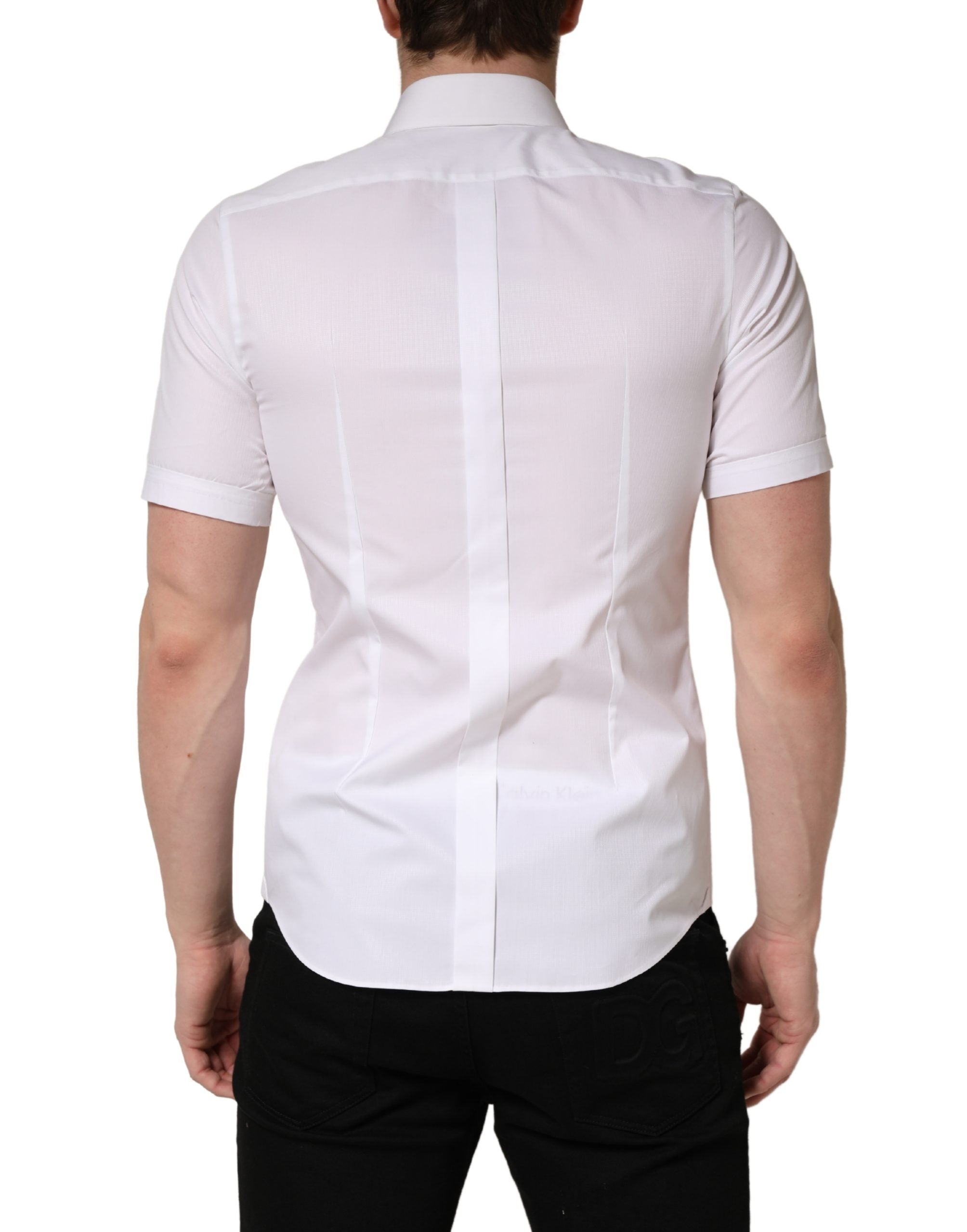Dolce & Gabbana White Cotton Short Sleeves Button Down Shirt