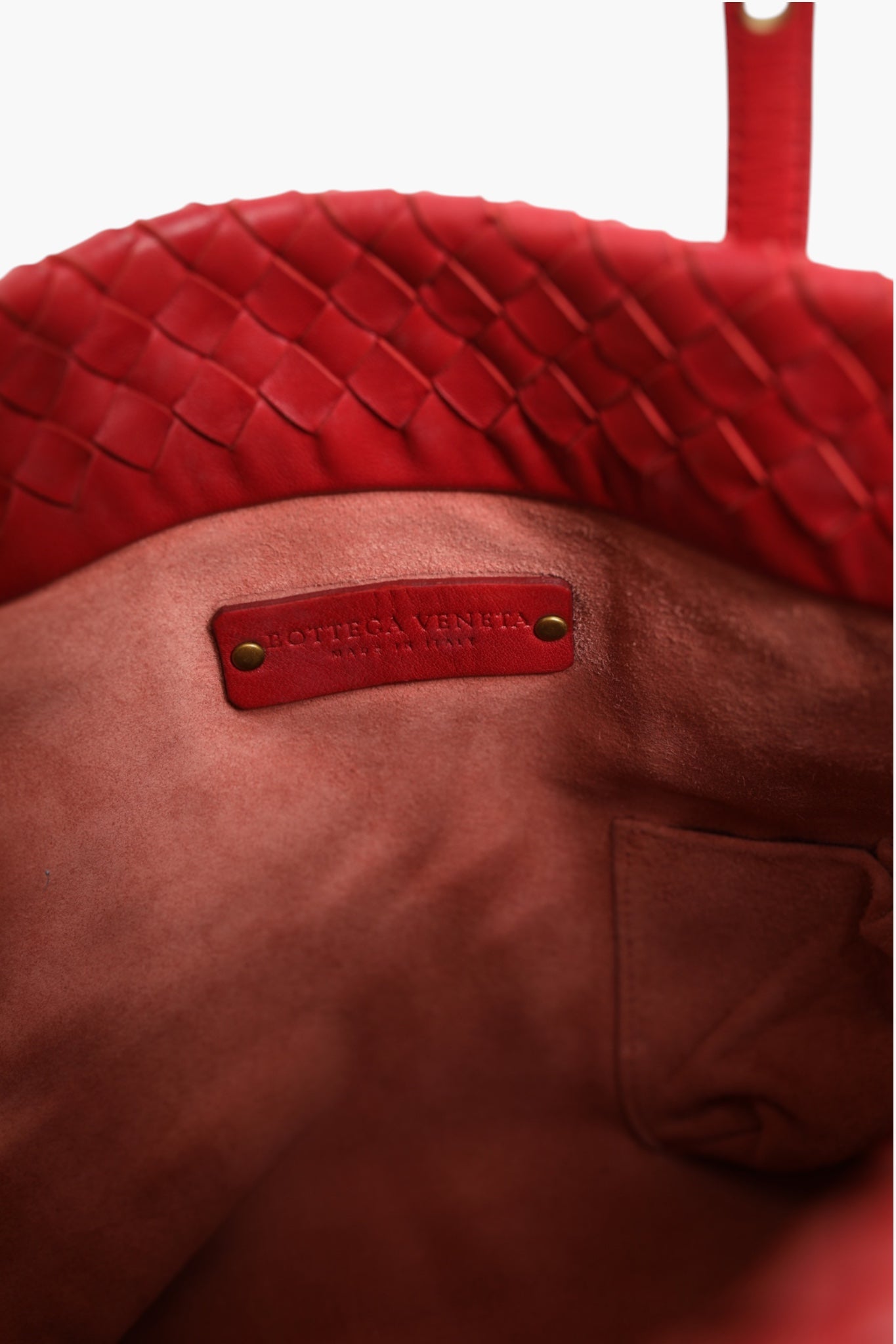 Pre-Owned Bottega Veneta Red Intrecciato Leather Tote Bag Red Women's B+ (Good — light signs of wear)