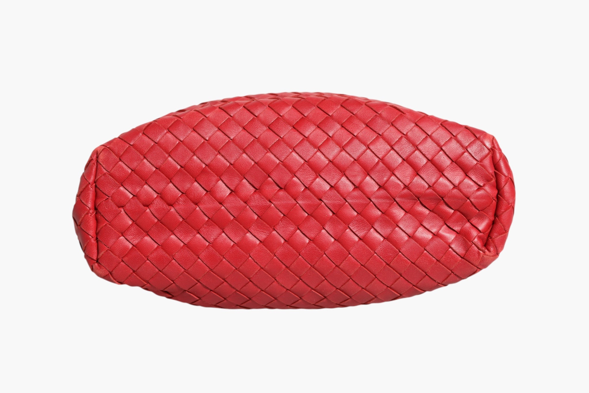 Pre-Owned Bottega Veneta Red Intrecciato Leather Tote Bag Red Women's B+ (Good — light signs of wear)