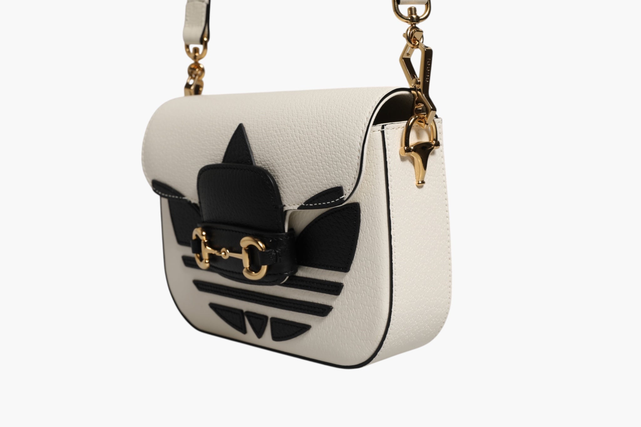 Pre-Owned Gucci x Adidas Horsebit 1955 White Black Calfskin Leather Shoulder Bag White Women's A (Excellent — Like New)