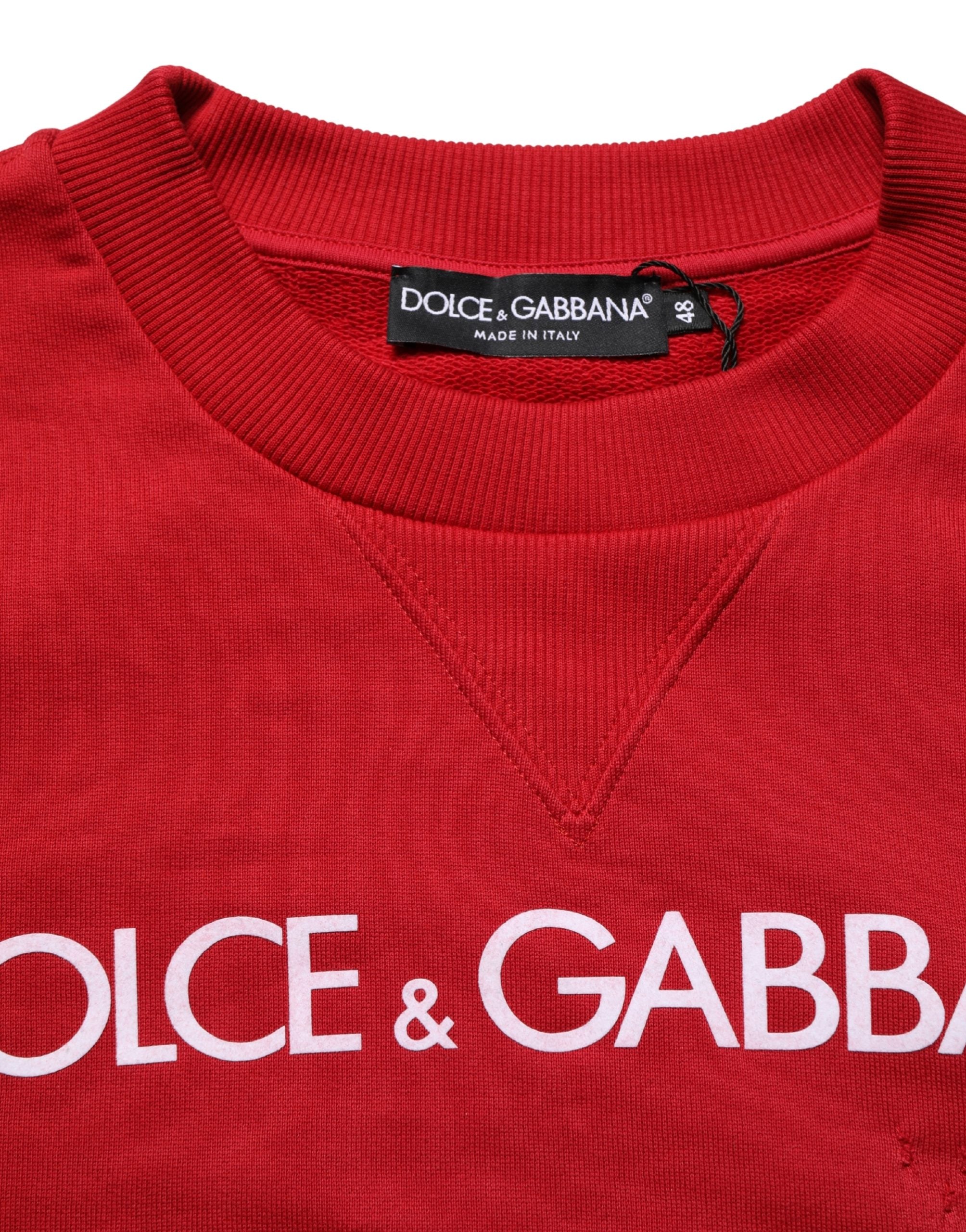 Dolce & Gabbana Red Cotton DG Logo Jersey Sweatshirt Sweater