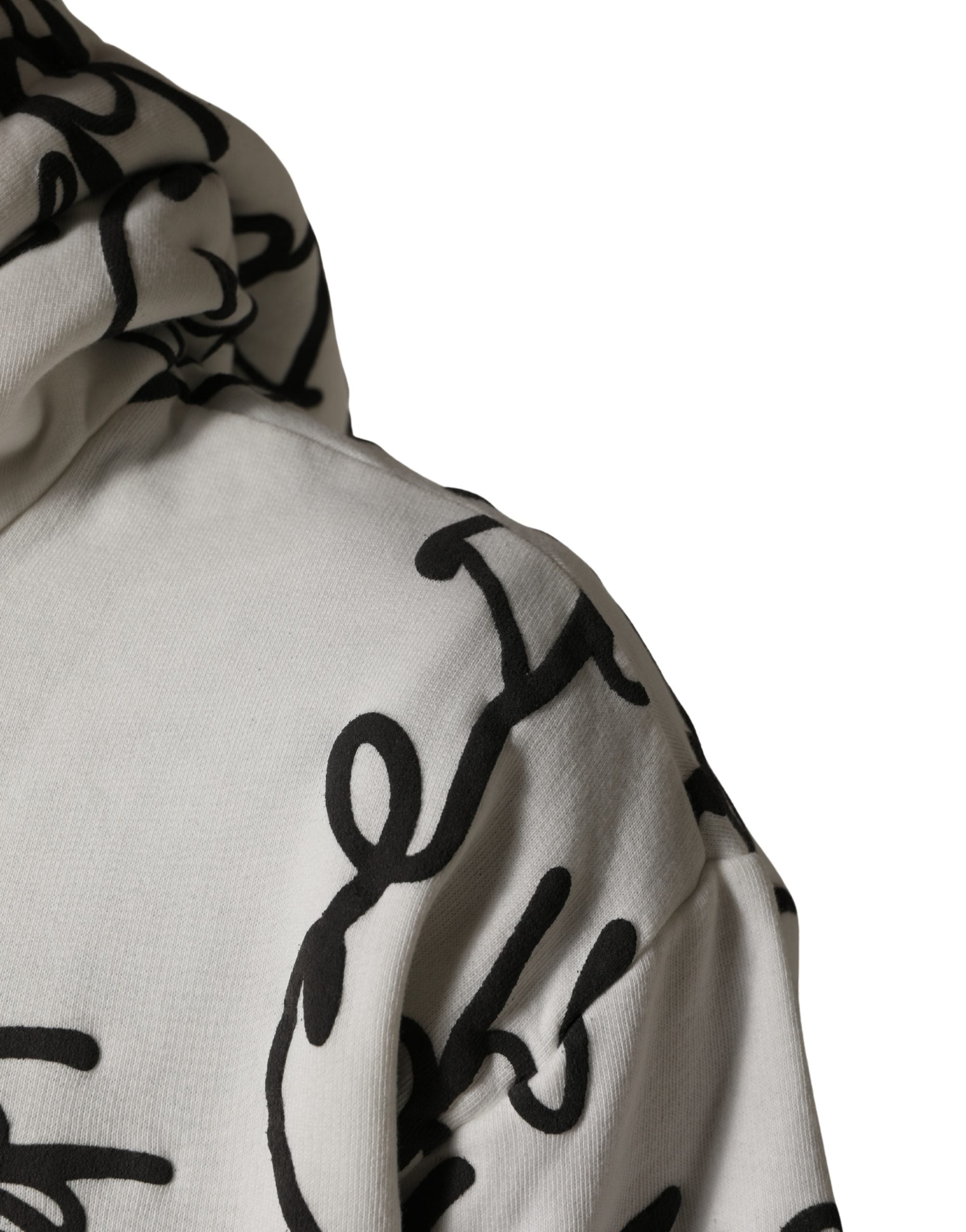 Dolce & Gabbana White Script Logo Print Cotton Sweatshirt Sweater