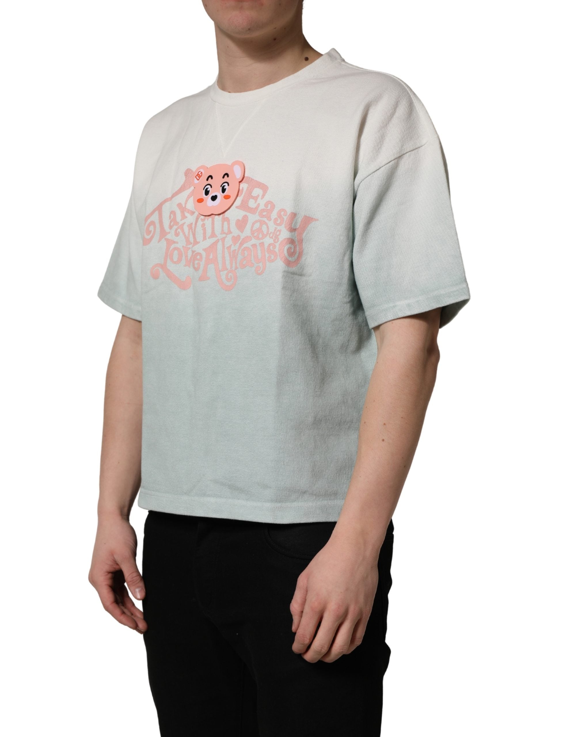 Dolce & Gabbana Green Tie-Dye Graphic Print Cotton Crewneck T-shirt