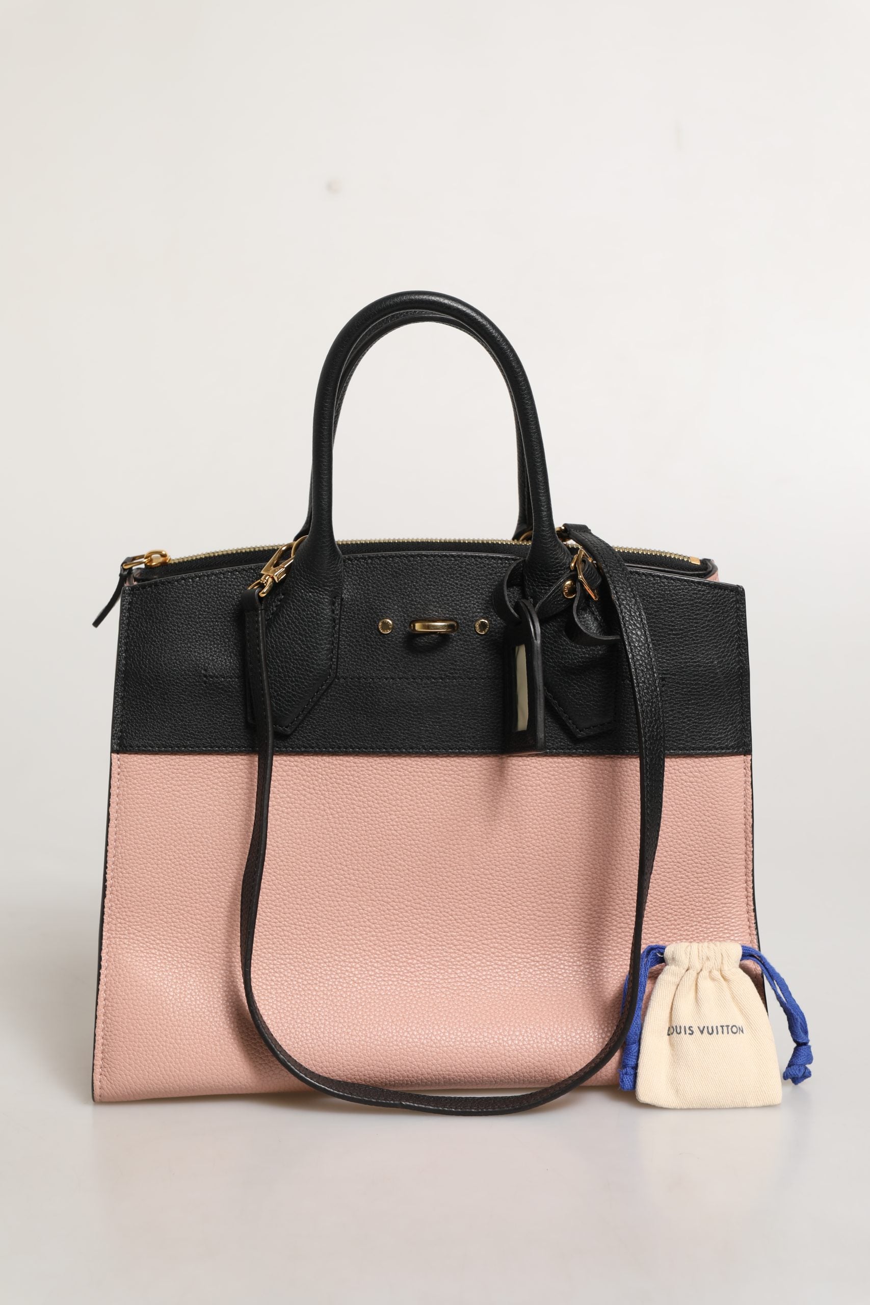Pre-Owned Louis Vuitton Pink and Black Leather City Steamer Leather Handbag Pink, Blue Women's B+ (Good — light signs of wear)