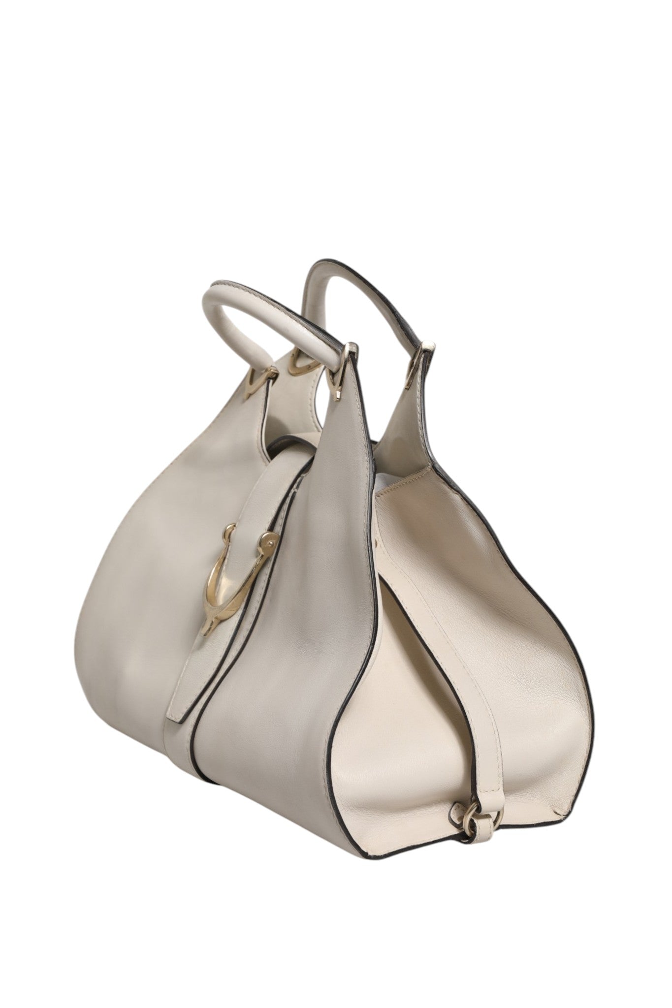 Pre-Owned Gucci White Leather Stirrup Top Handle Bag White Women's AB (Very Good — between Lightly Used and Used)