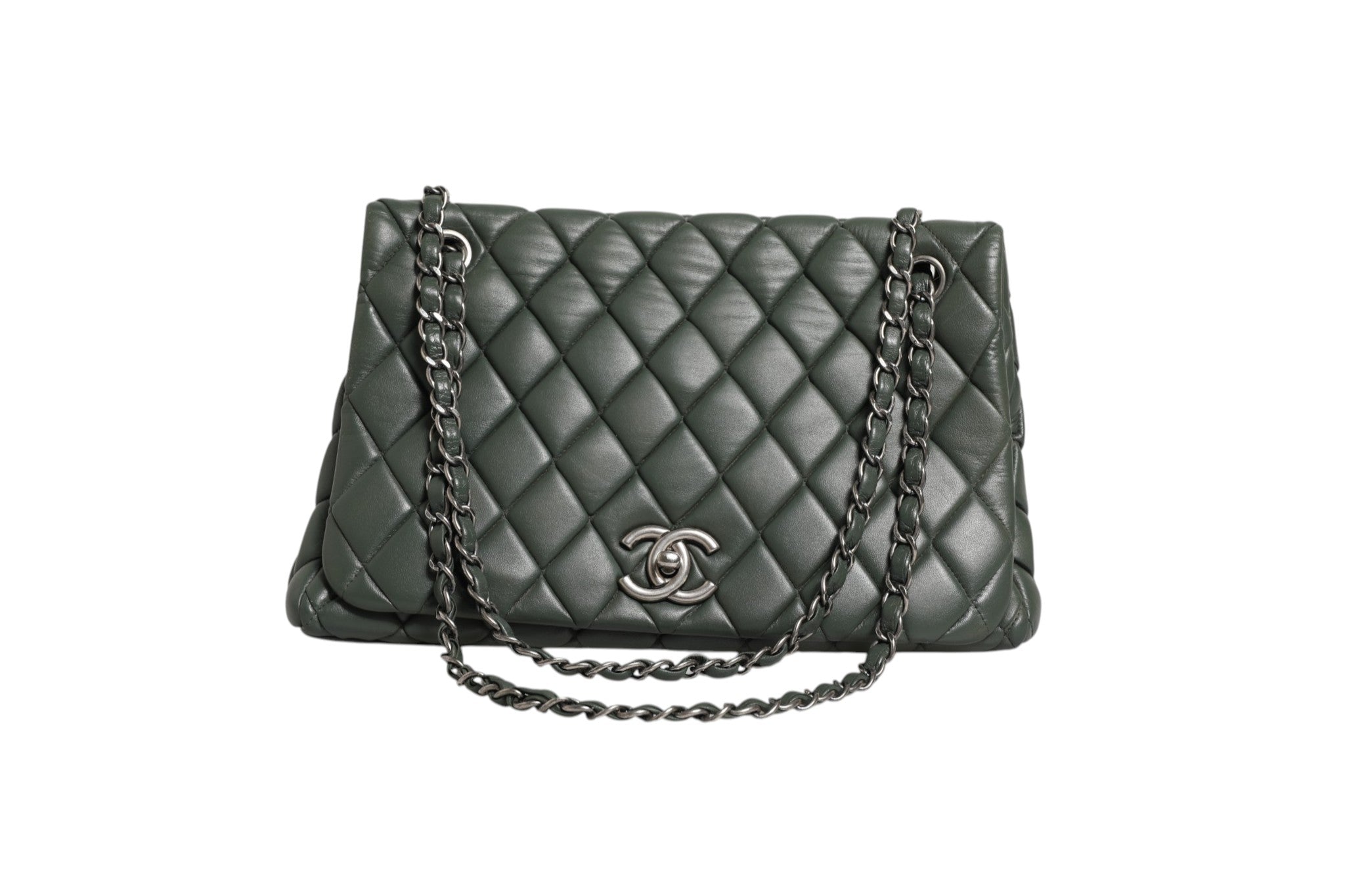 Chanel Quilted Black Leather Bubble Flap Bag