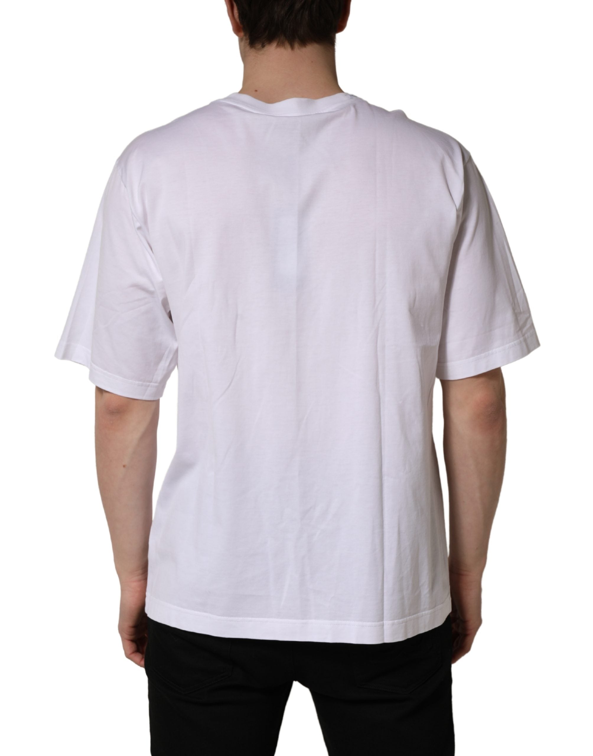Dolce & Gabbana White Oversized Cotton Men Crew Neck T-shirt