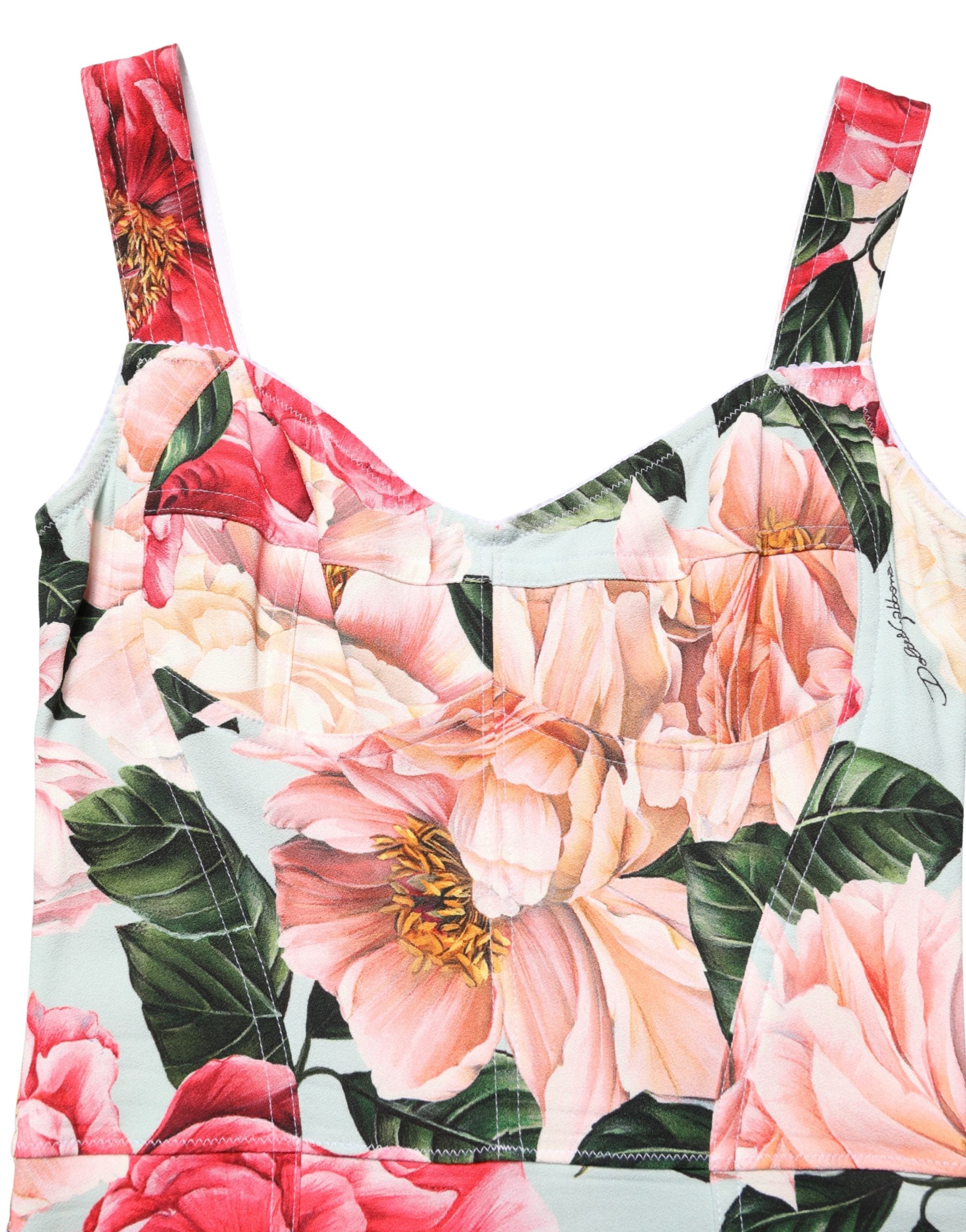 Dolce & Gabbana Multicolor Floral Print Viscose Sheath Dress