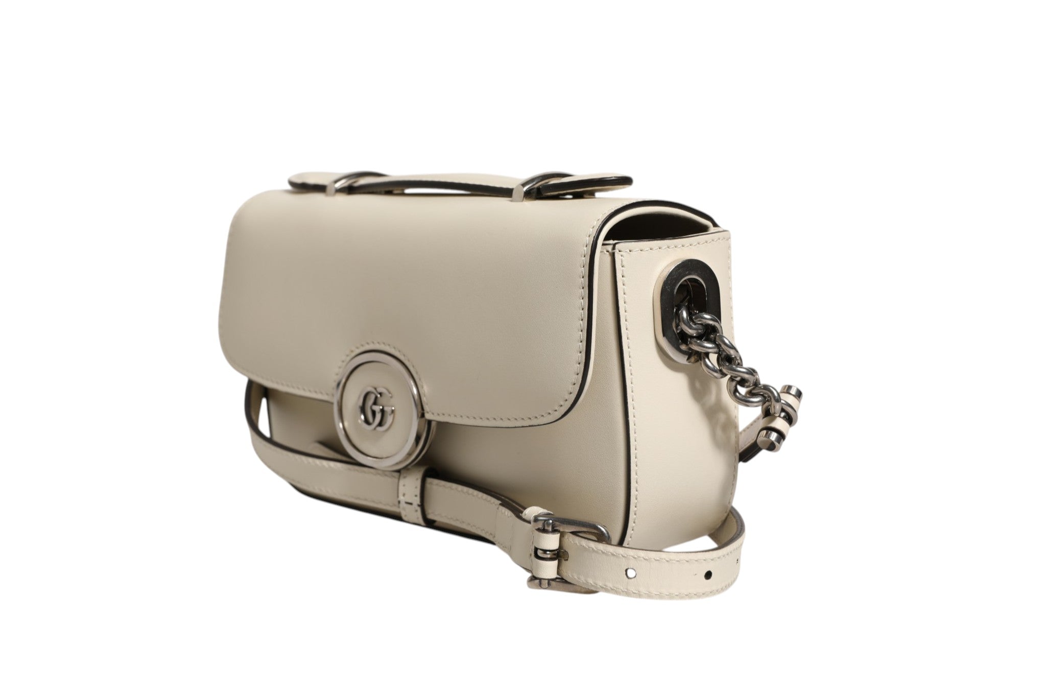 Pre-Owned Gucci Petite GG Flap Shoulder Bag White Women's B+ (Good — light signs of wear)