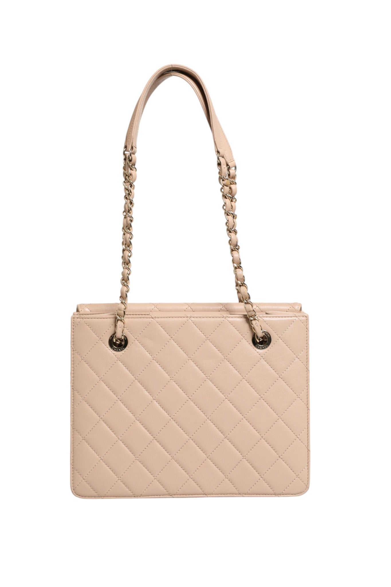 Pre-Owned Chanel Quilted Leather Beauty Lock Flap Bag Beige Women's B+ (Good — light signs of wear)
